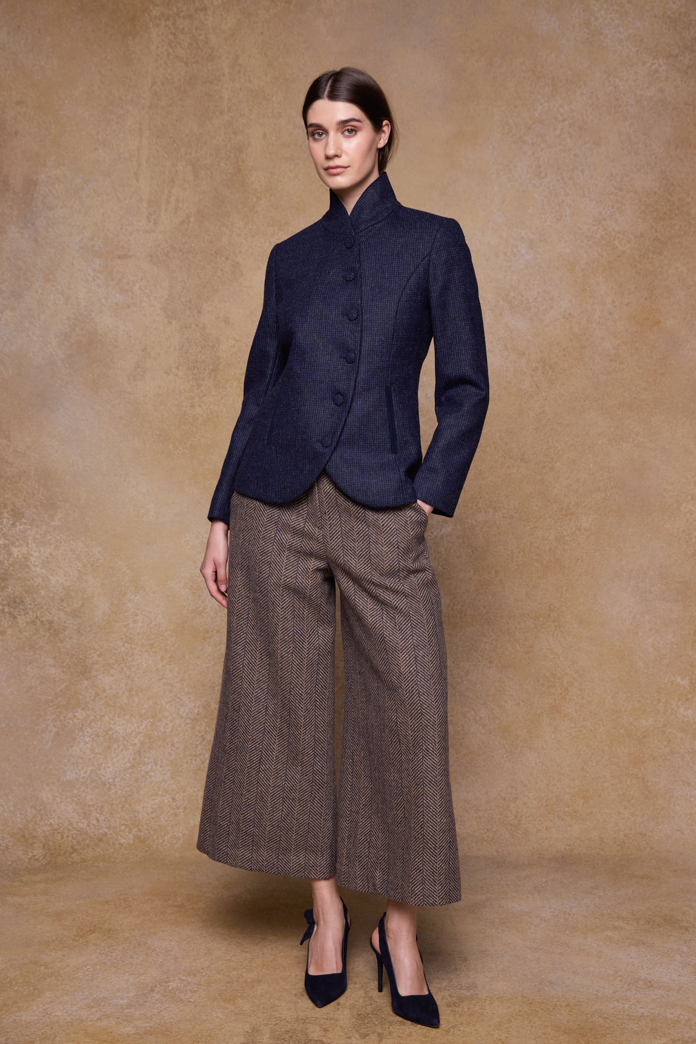 Enya Tweed Culottes - Donegal Wheat Herringbone