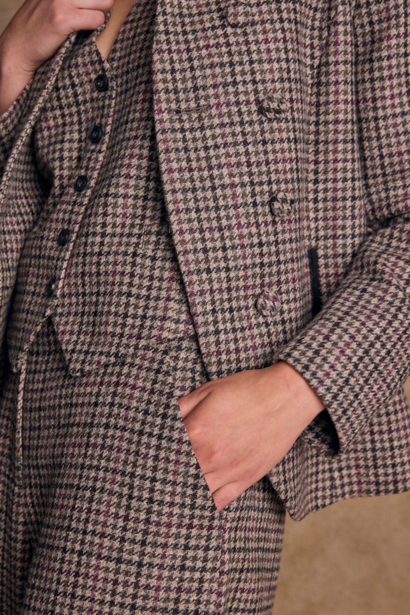 Jack Murphy Ireland - Enya Tweed Culottes - Plum Hacking Check - Tweed