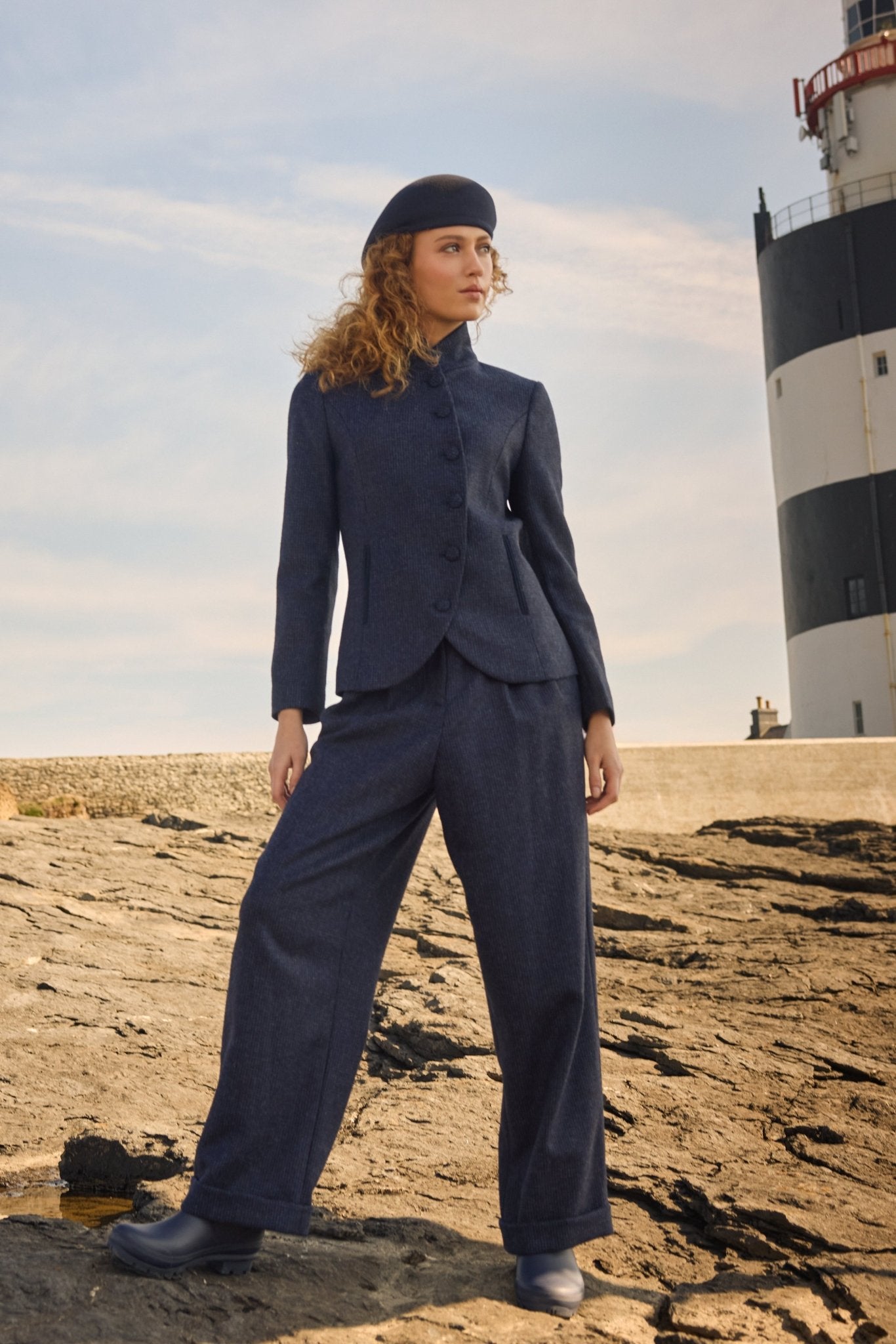 Jack Murphy Clothing - Faye Tweed Trousers - Imperial Blue - Tweed