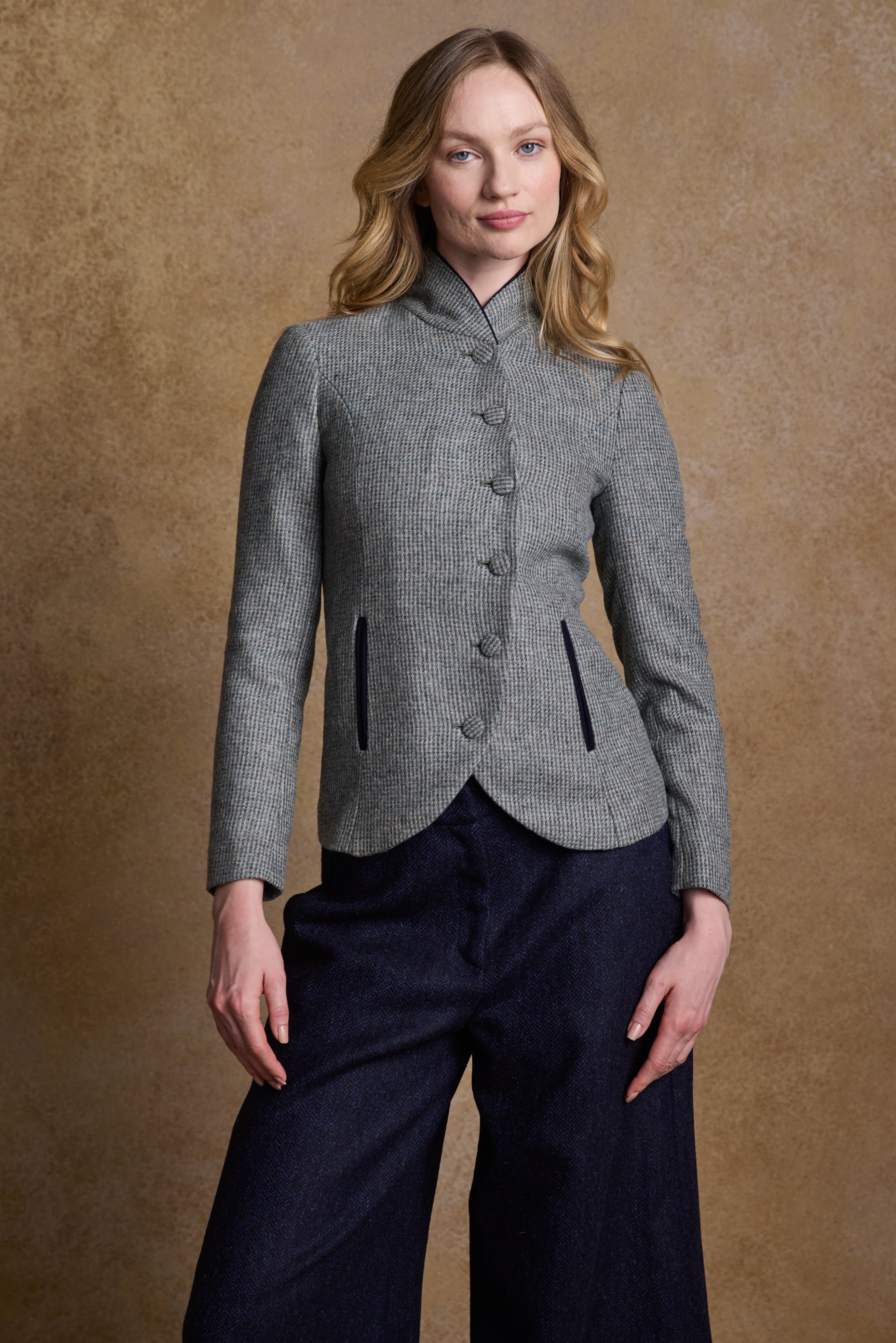 Nicole Tweed Jacket - Jade Weave Herringbone