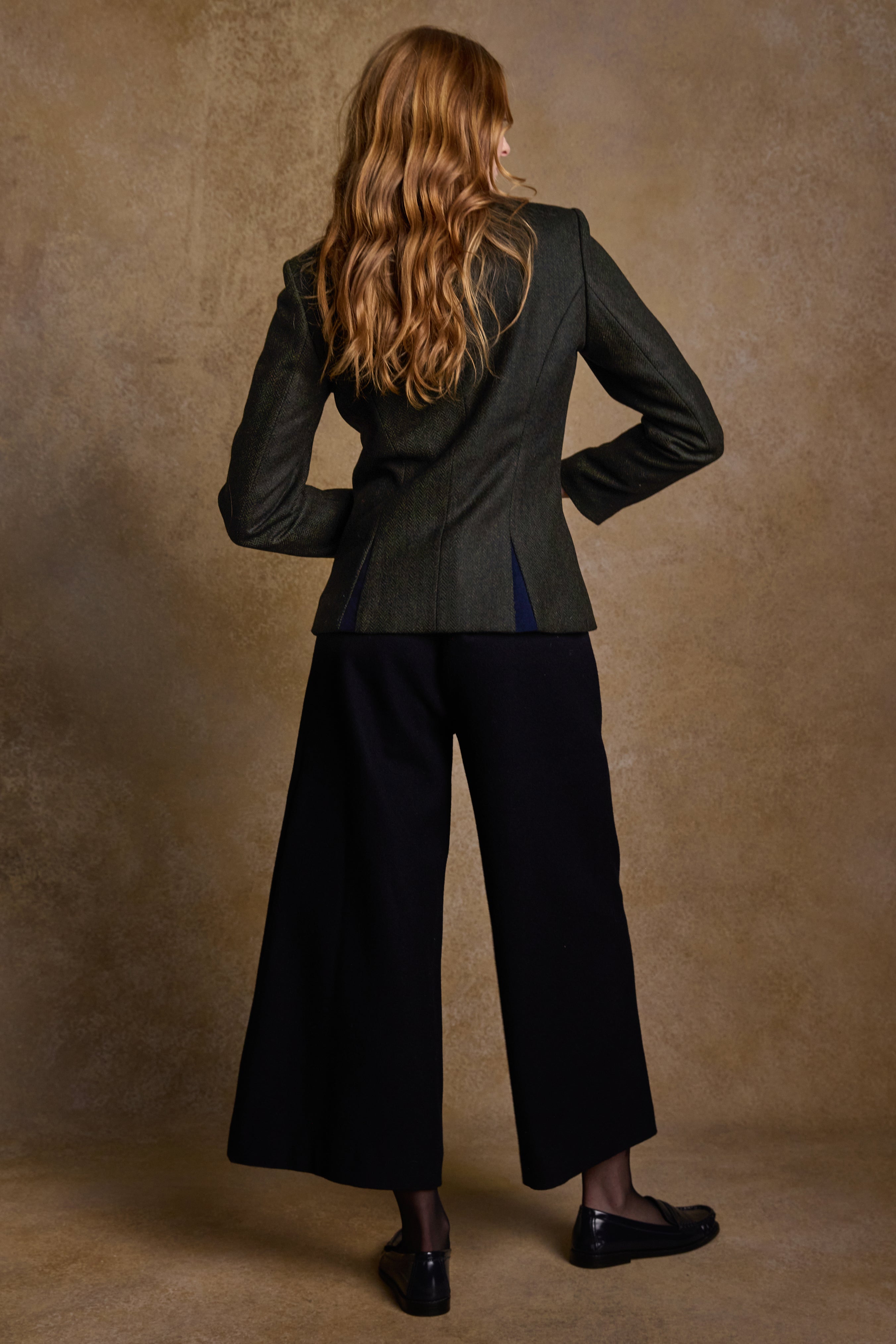 Nicole Tweed Jacket - Green Herringbone