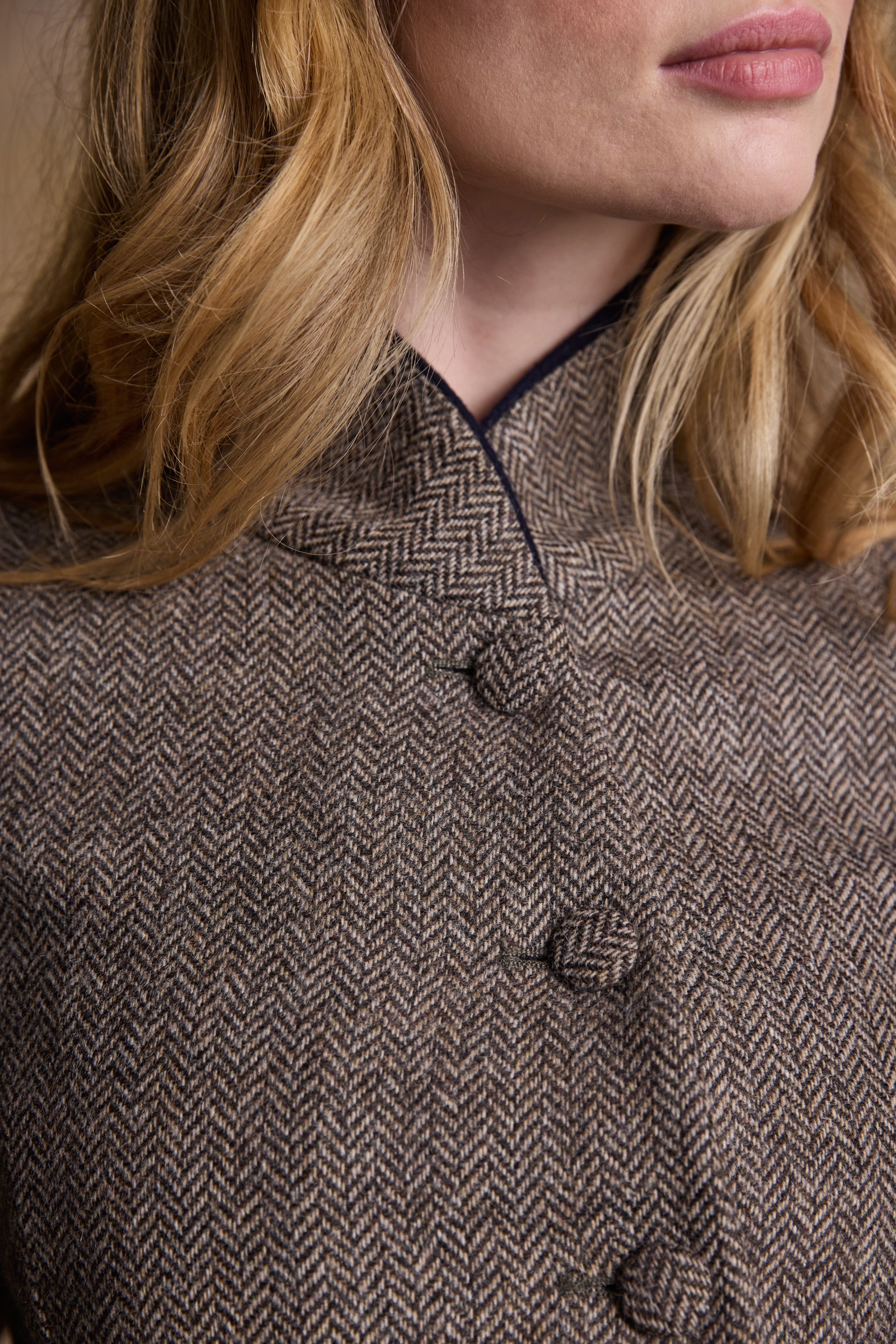Nicole Tweed Jacket - Light Tan Herringbone