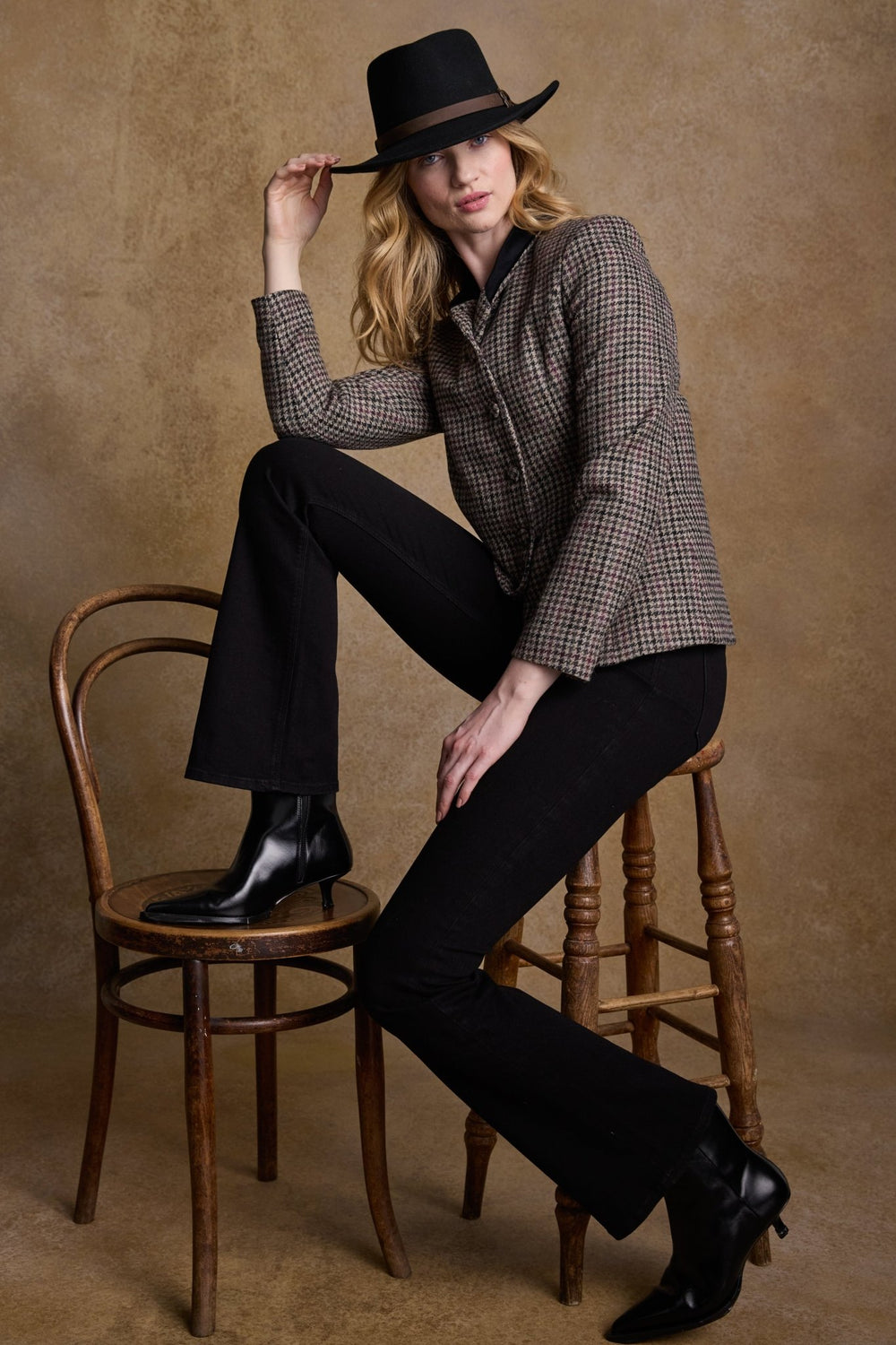 Nicole Tweed Jacket - Blue Driftwood Check