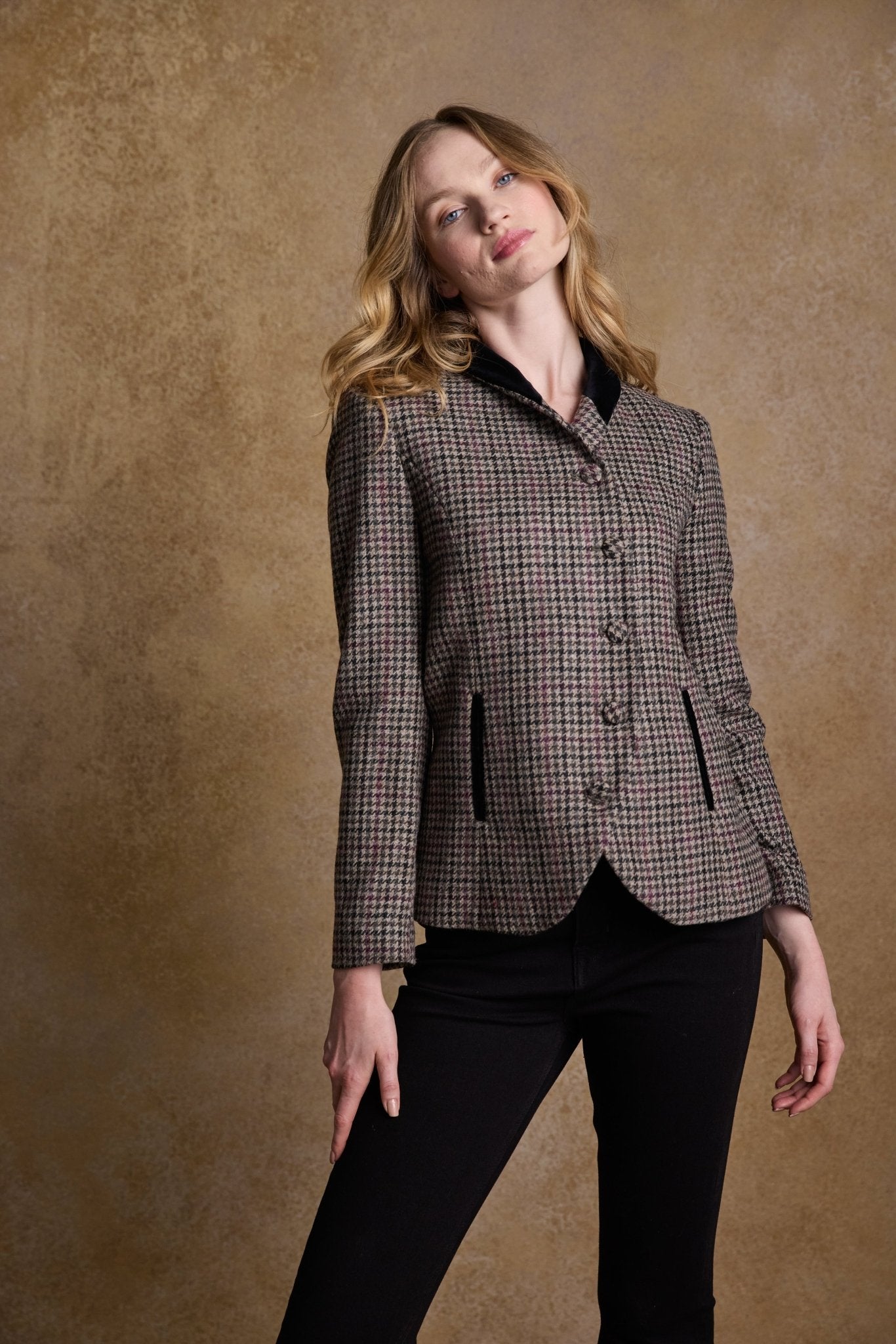 Jack Murphy Ireland - Nicole Tweed Jacket - Plum Hacking Check - Tweed