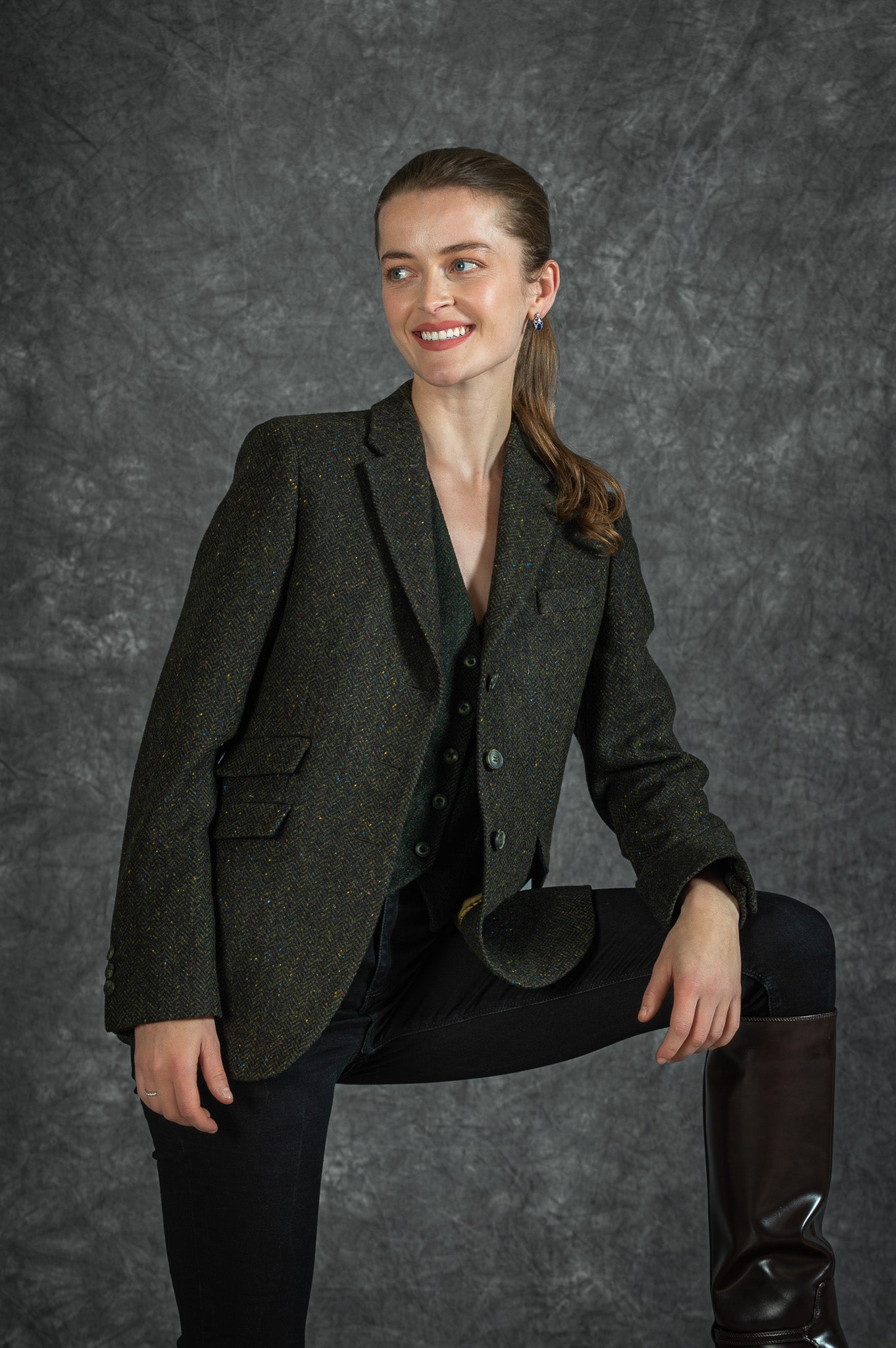 Nora Tweed Blazer - Emerald Glen