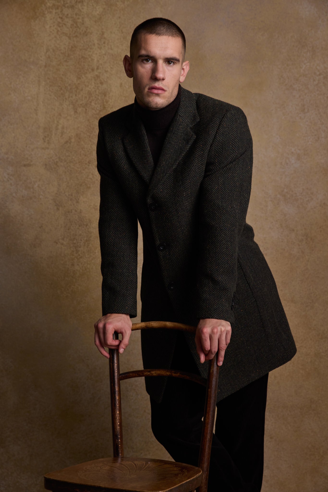 Owen Tweed Coat - Donegal Pine Herringbone