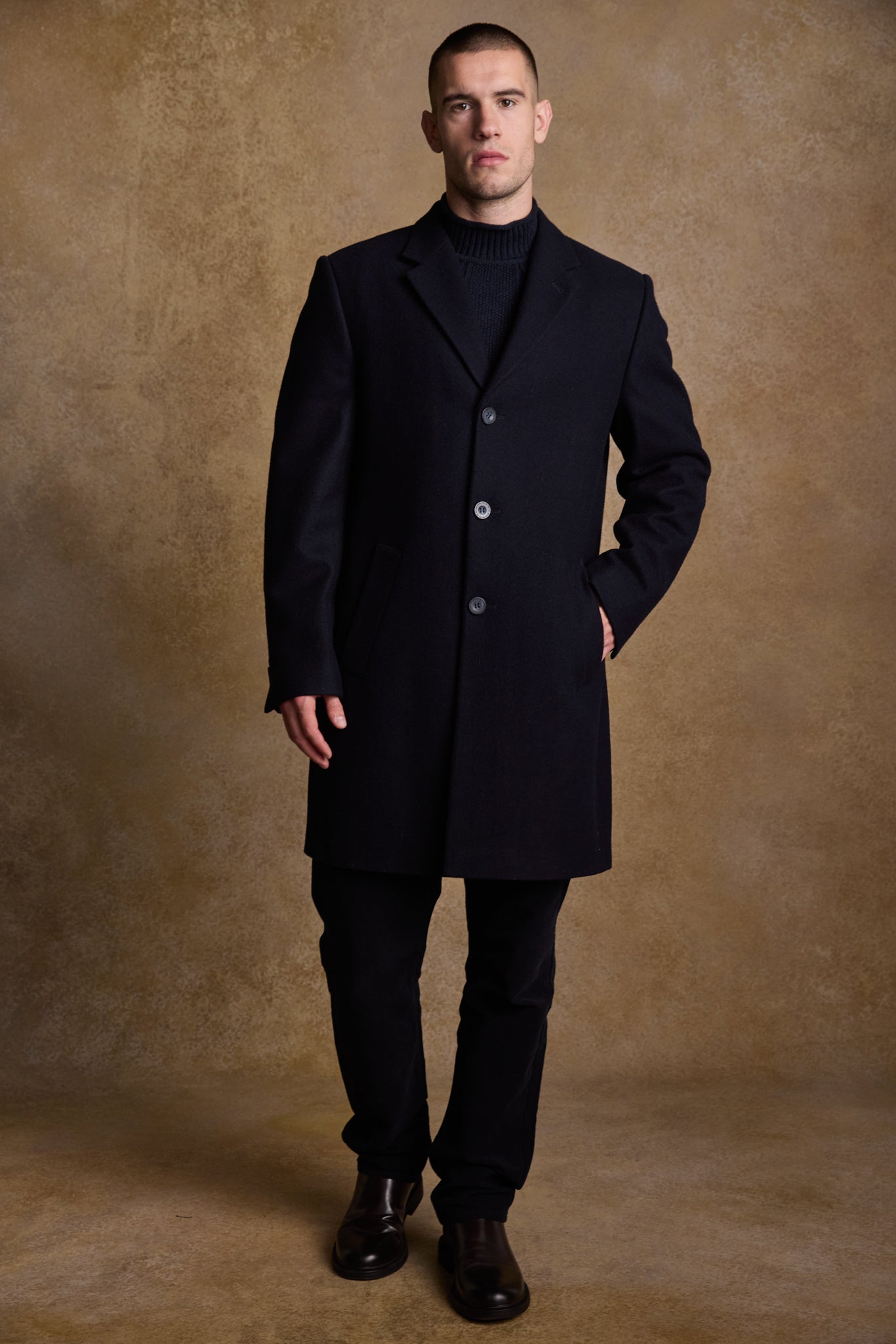 Owen Wool Coat - Deep Navy Melton