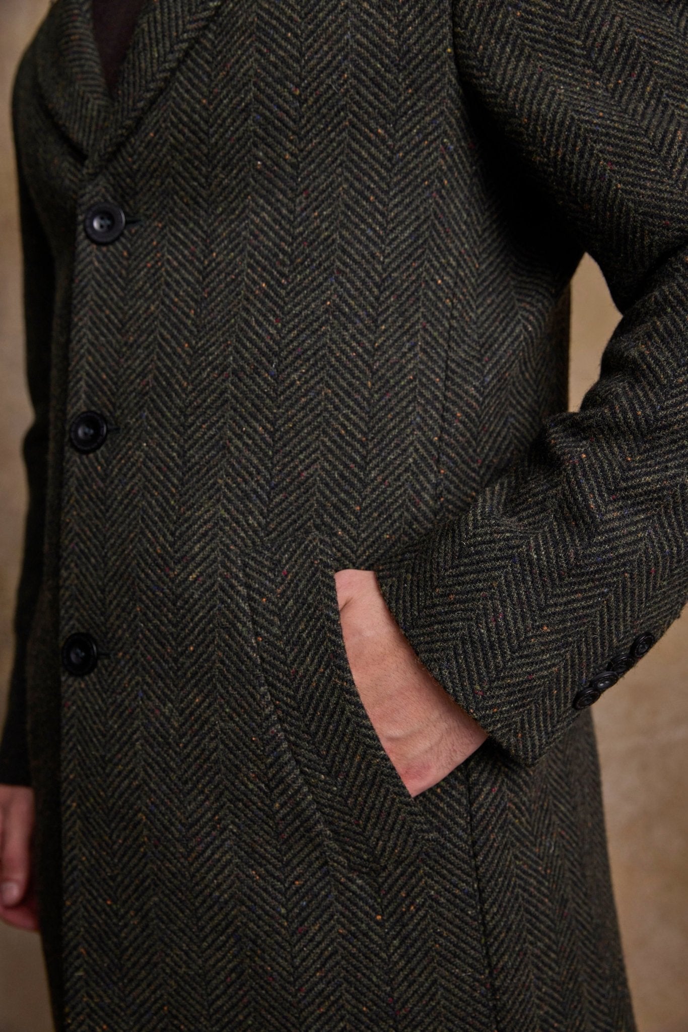 Jack Murphy Clothing - Owen Tweed Coat - Donegal Pine Herringbone - Tweed