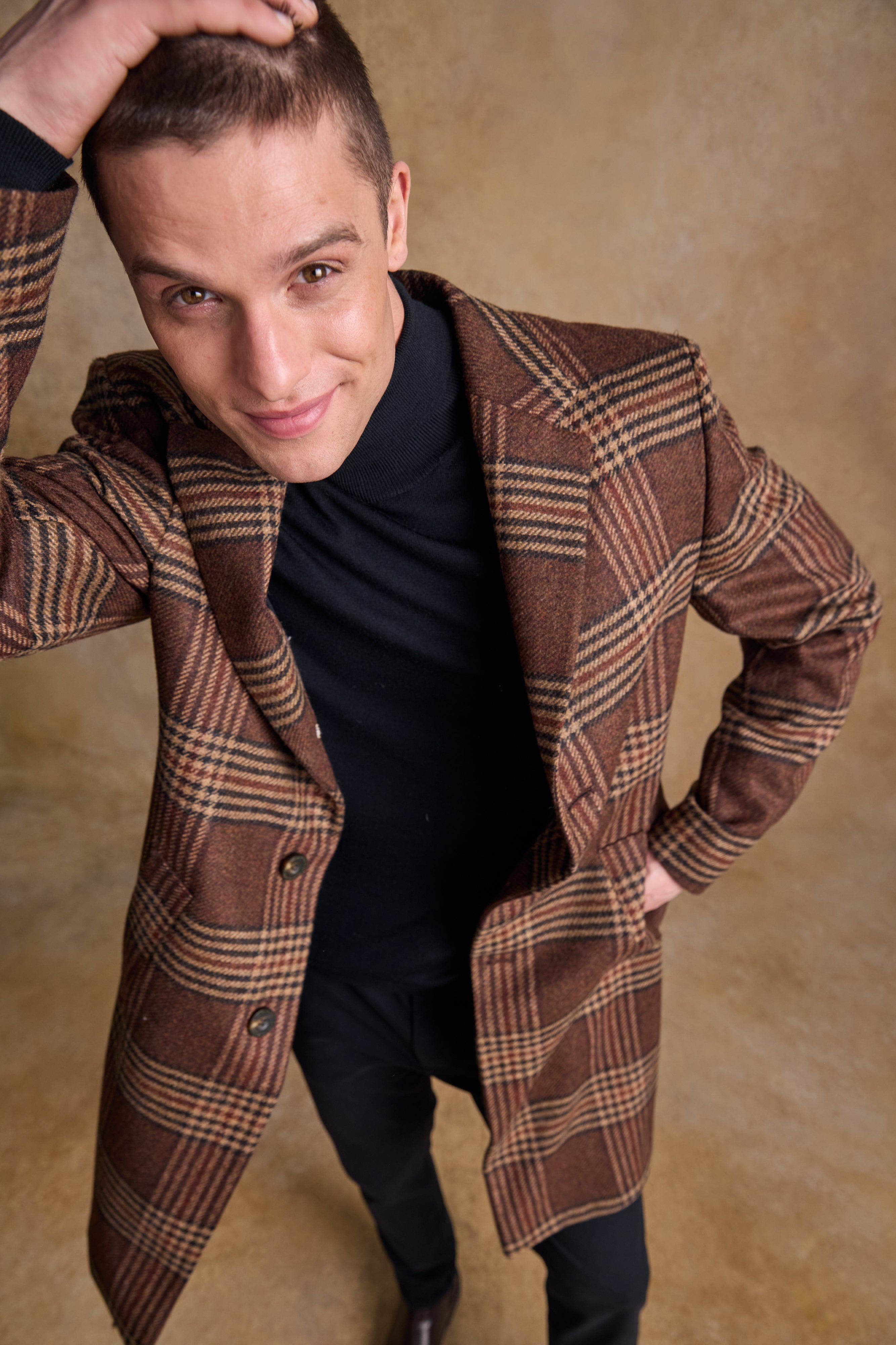Owen Wool Coat - Tobacco Check