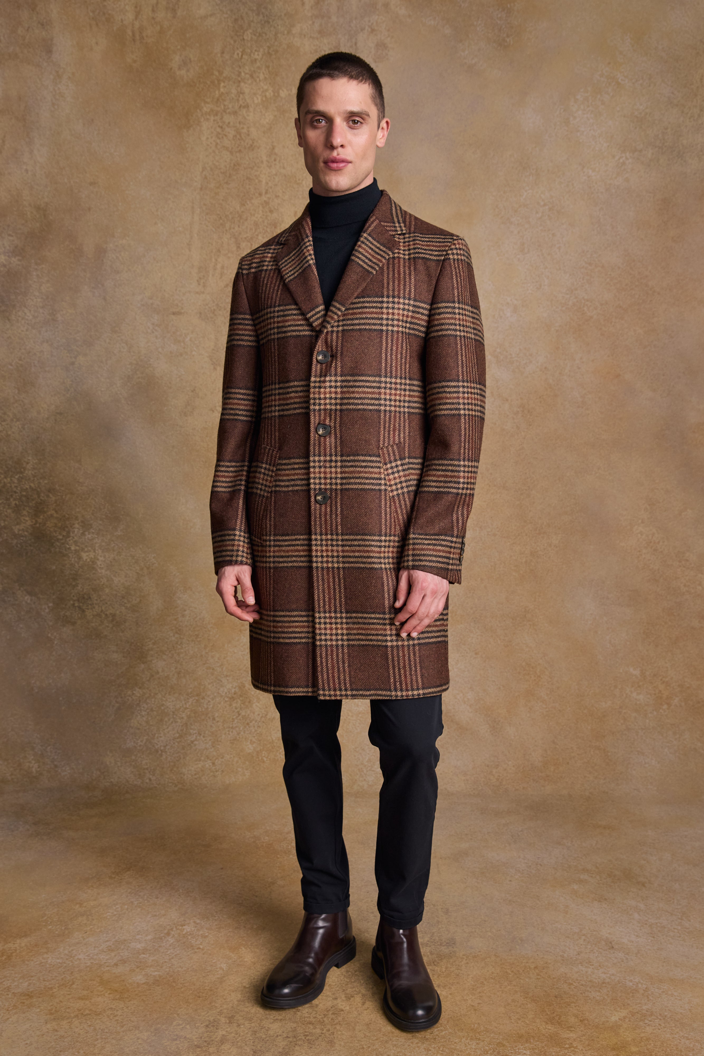 Owen Wool Coat - Tobacco Check
