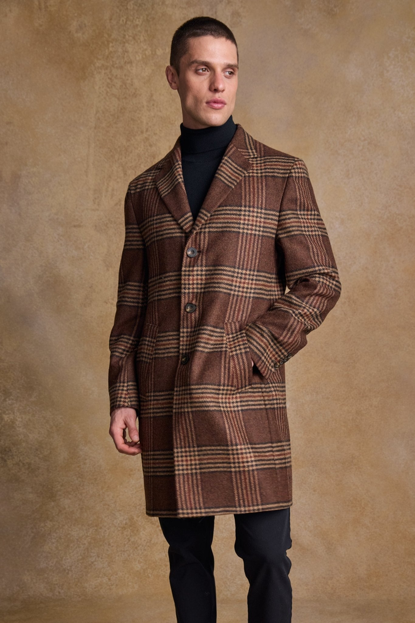 Jack Murphy Ireland - Owen Wool Coat - Tobacco Check - Tweed