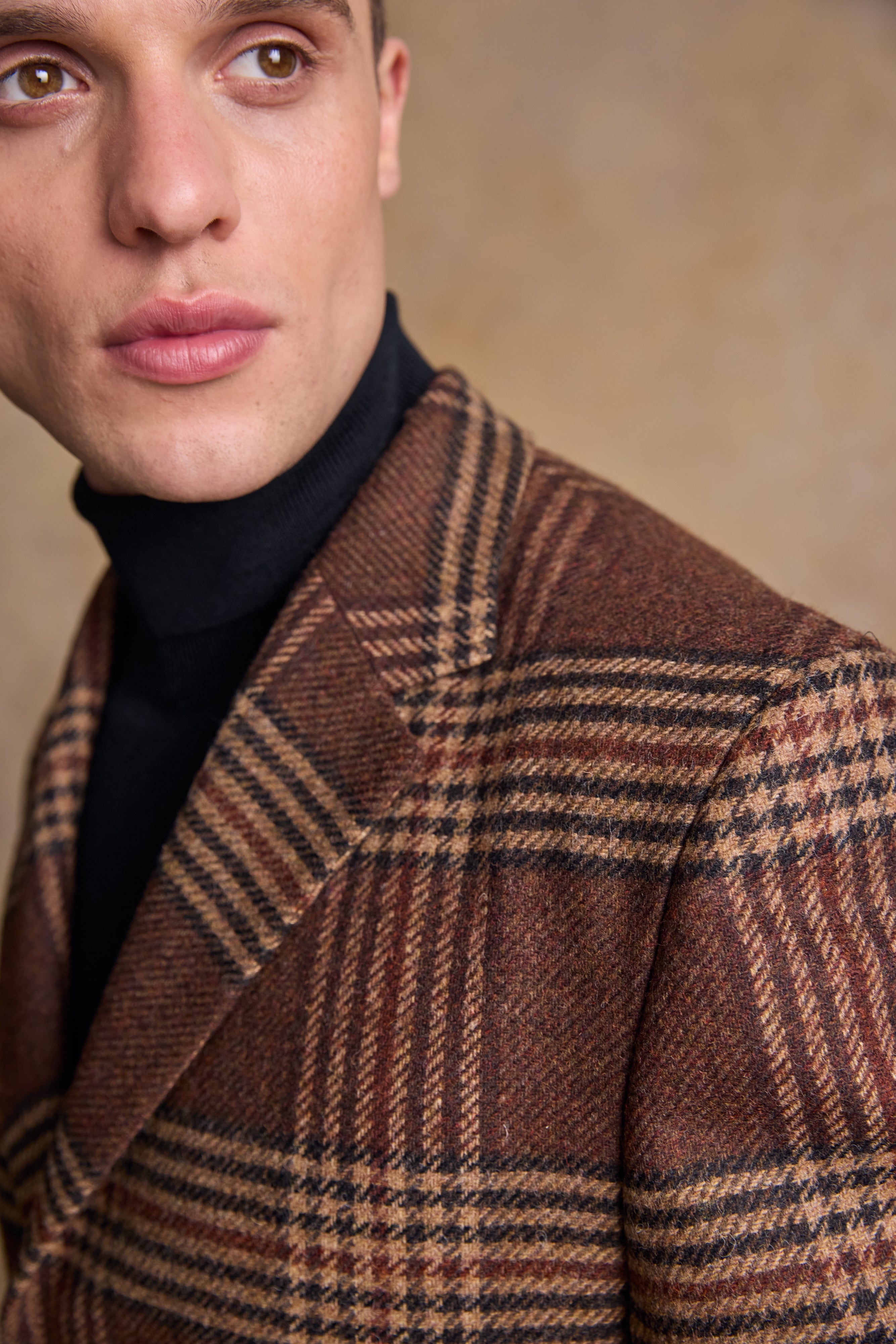 Owen Wool Coat - Tobacco Check