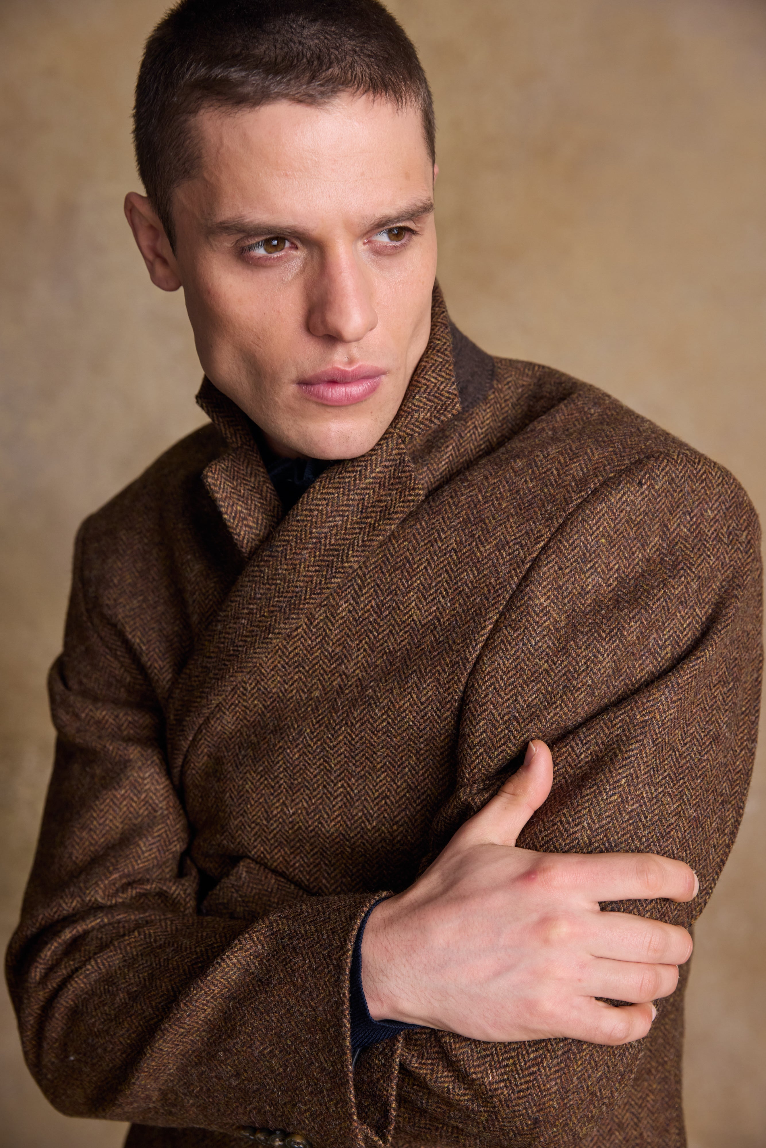 Owen Wool Coat - Chestnut Herringbone