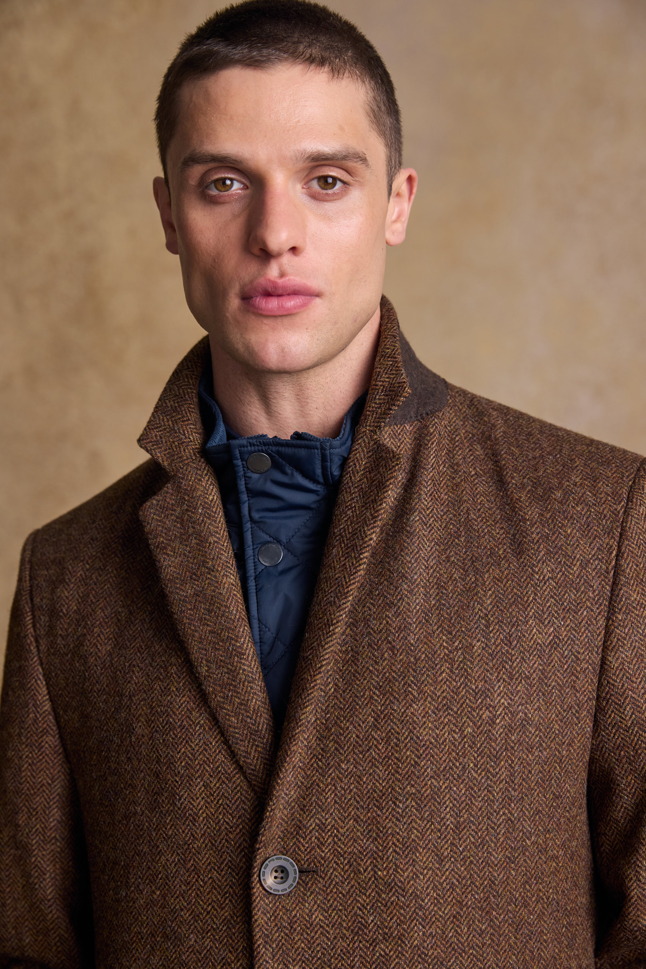 Owen Wool Coat - Chestnut Herringbone
