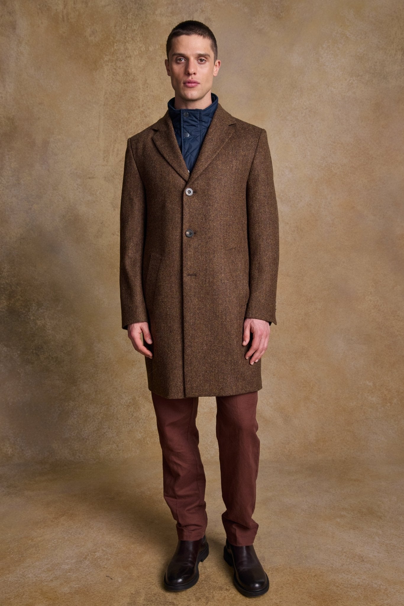Jack Murphy Ireland - Owen Wool Coat - Chestnut Herringbone - Tweed