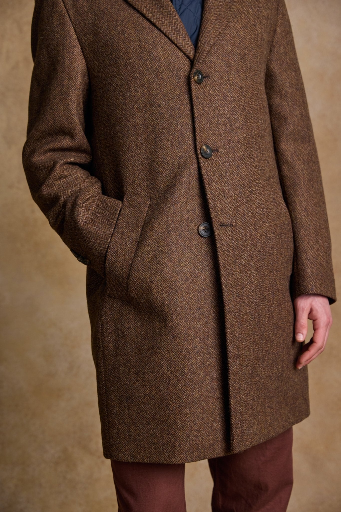 Jack Murphy Ireland - Owen Wool Coat - Chestnut Herringbone - Tweed