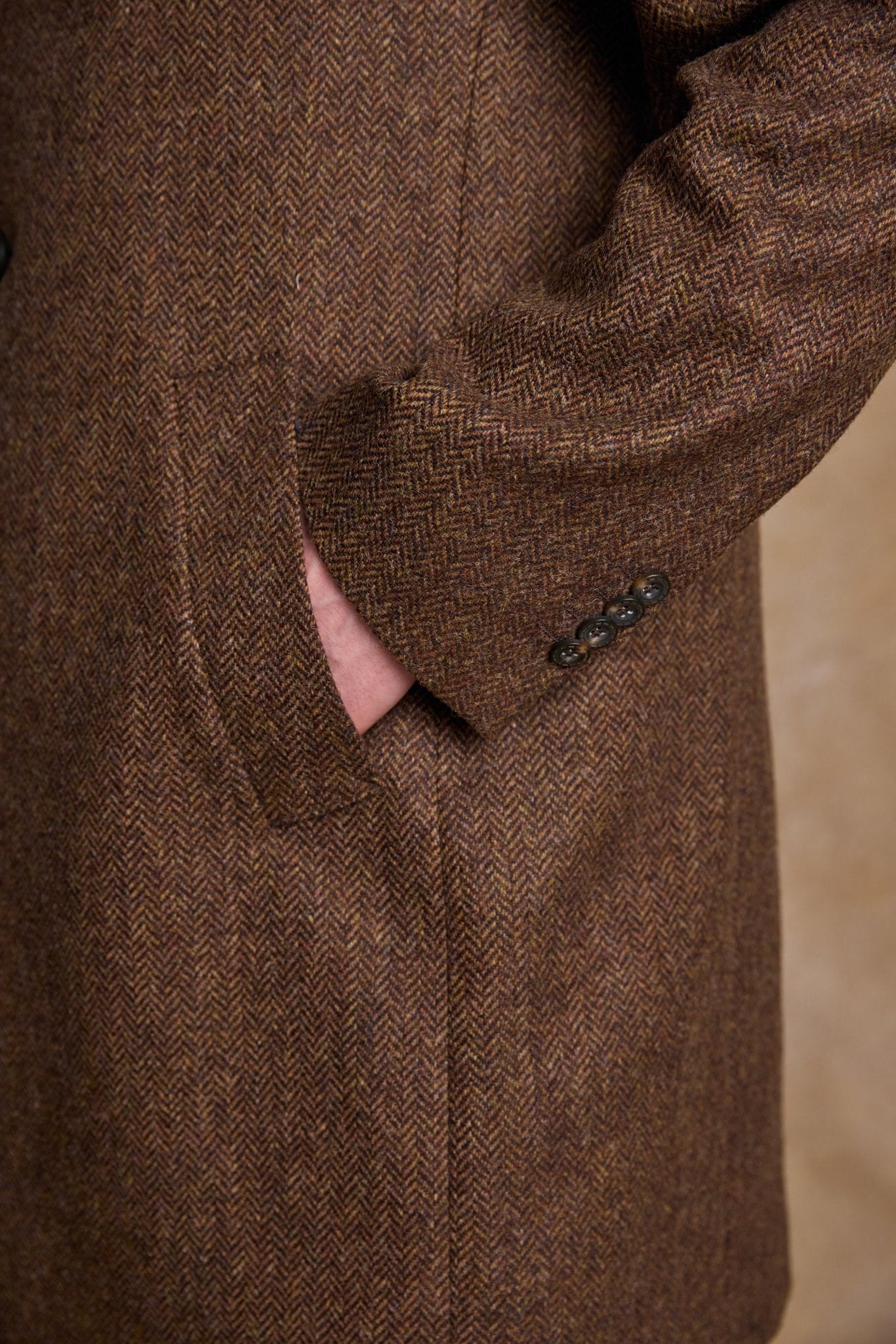 Jack Murphy Ireland - Owen Wool Coat - Chestnut Herringbone - Tweed