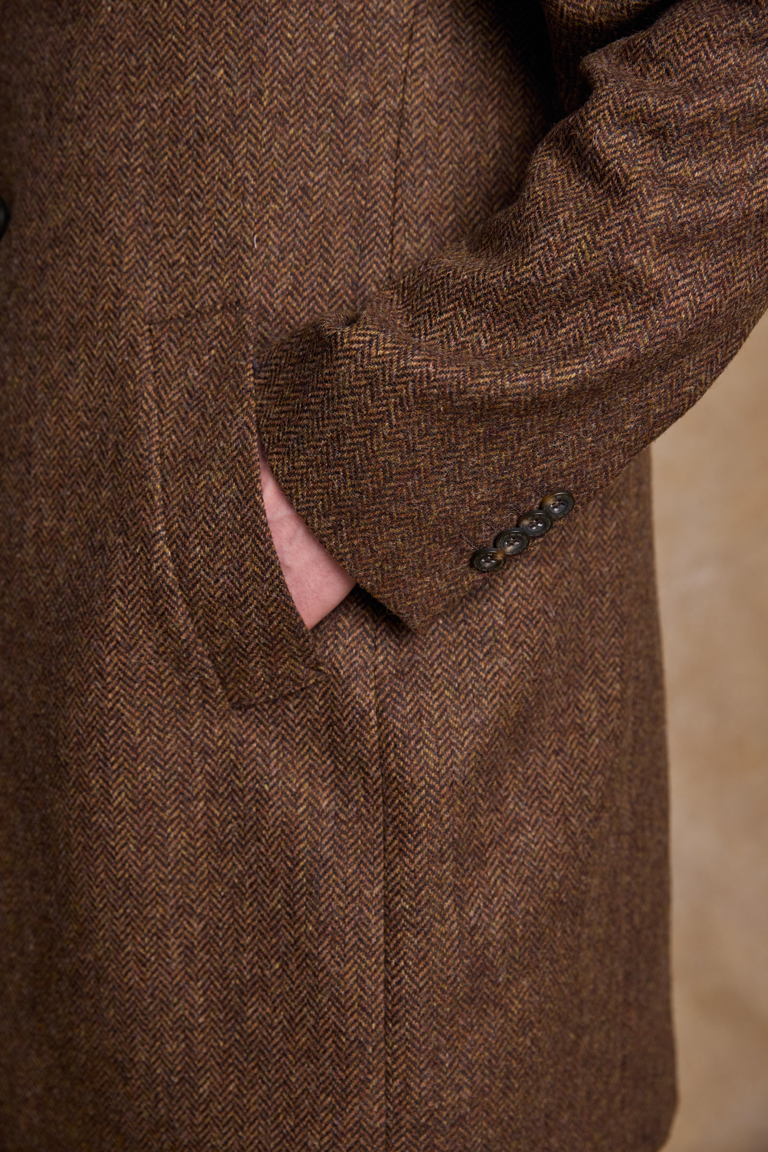 Owen Wool Coat - Chestnut Herringbone