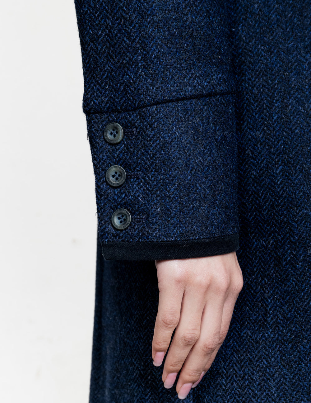Pamela Tweed Coat - Navy Herringbone