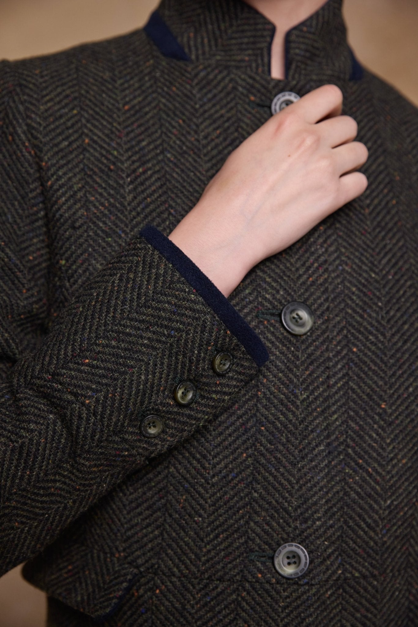 Jack Murphy Clothing - Pamela Tweed Coat - Donegal Pine Herringbone - Tweed