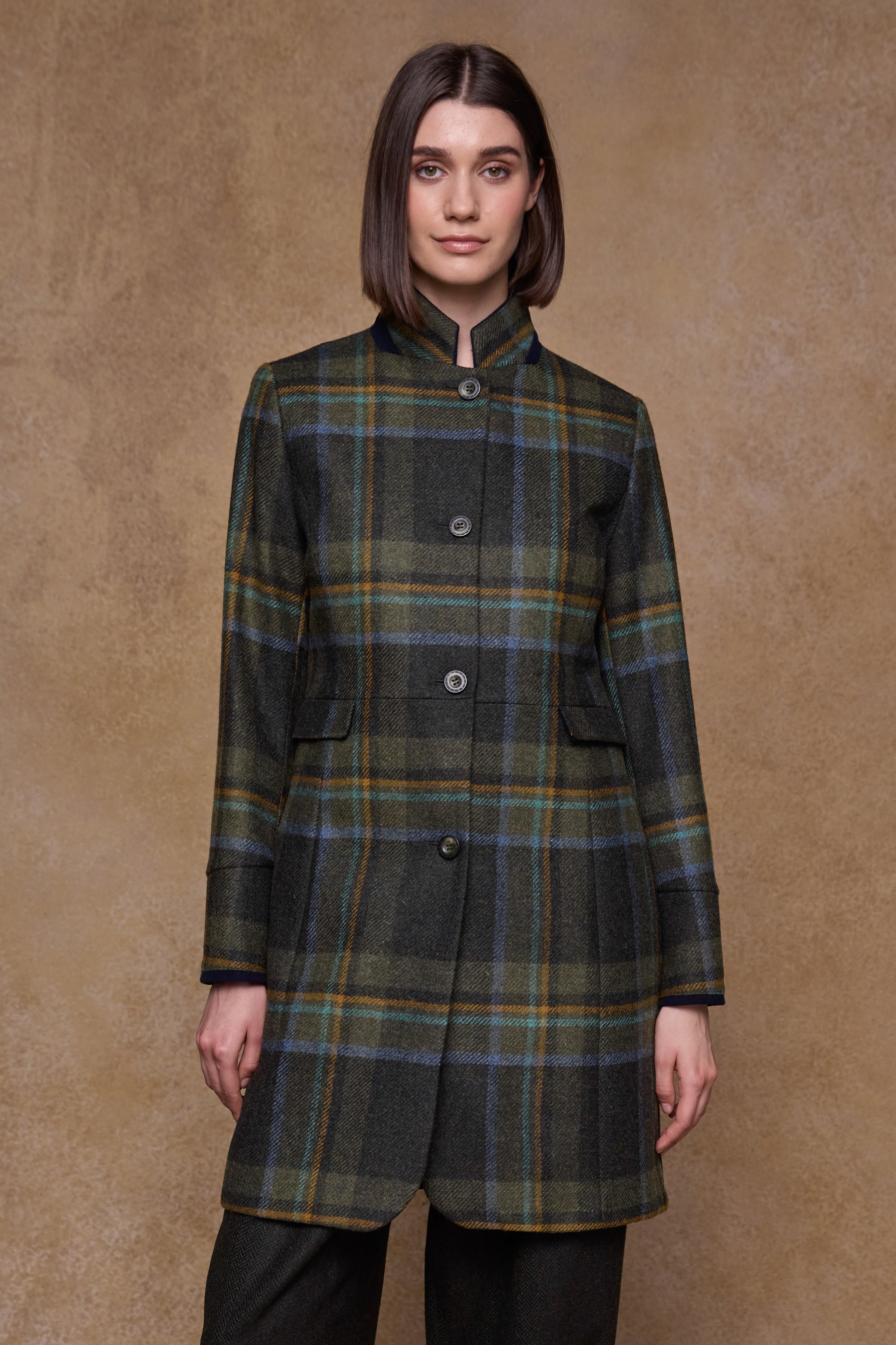 Pamela Tweed Coat - Sage & Emerald Check