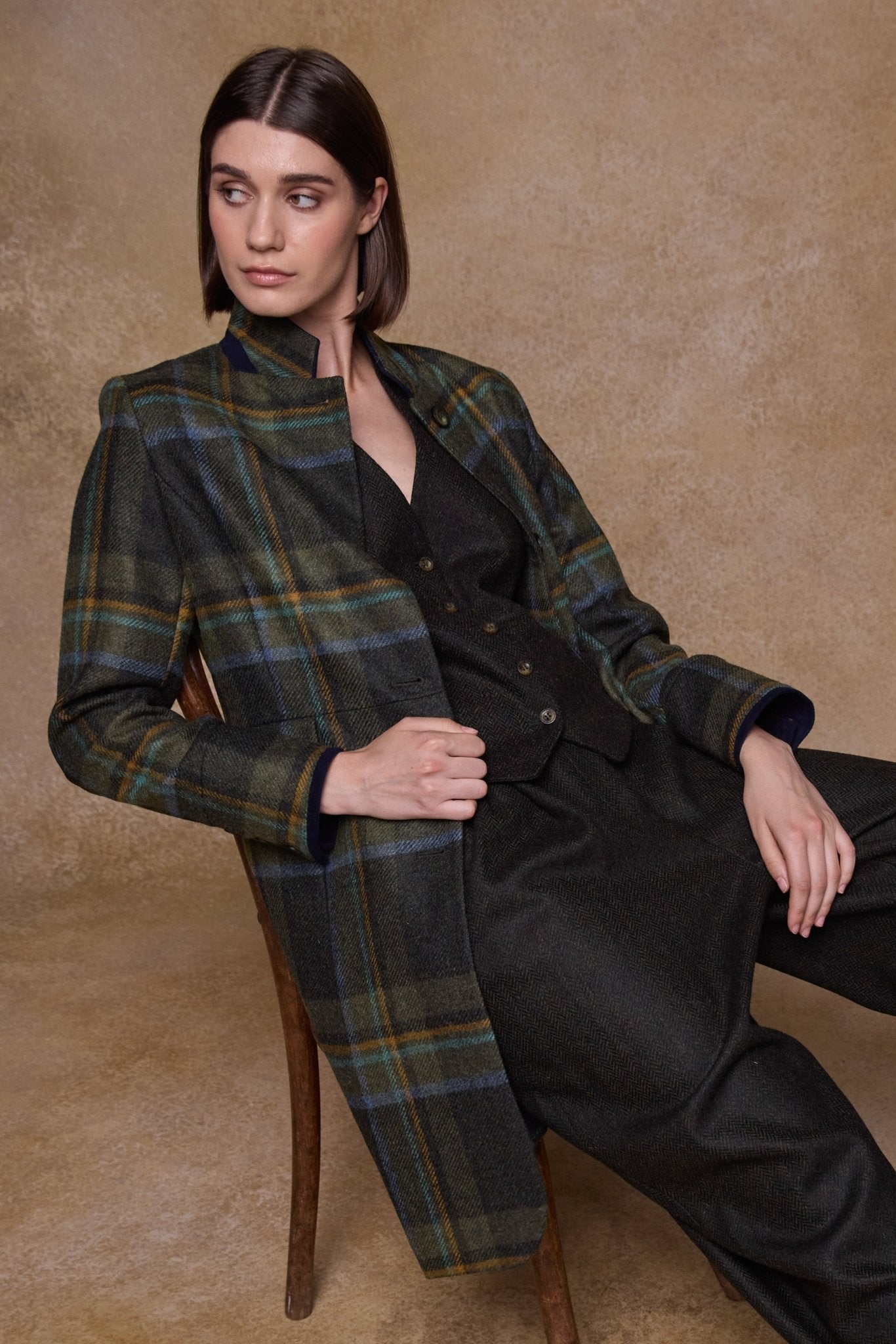 Jack Murphy Ireland - Pamela Tweed Coat - Sage & Emerald Check - Tweed