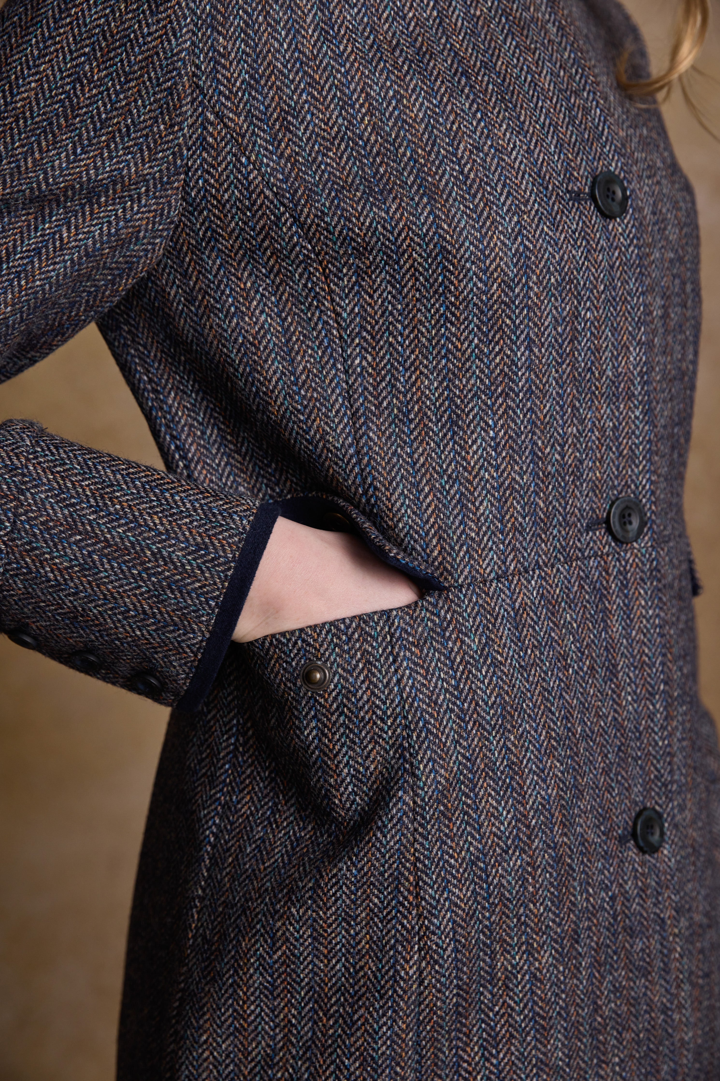 Pamela Tweed Coat - Blue Moon Herringbone