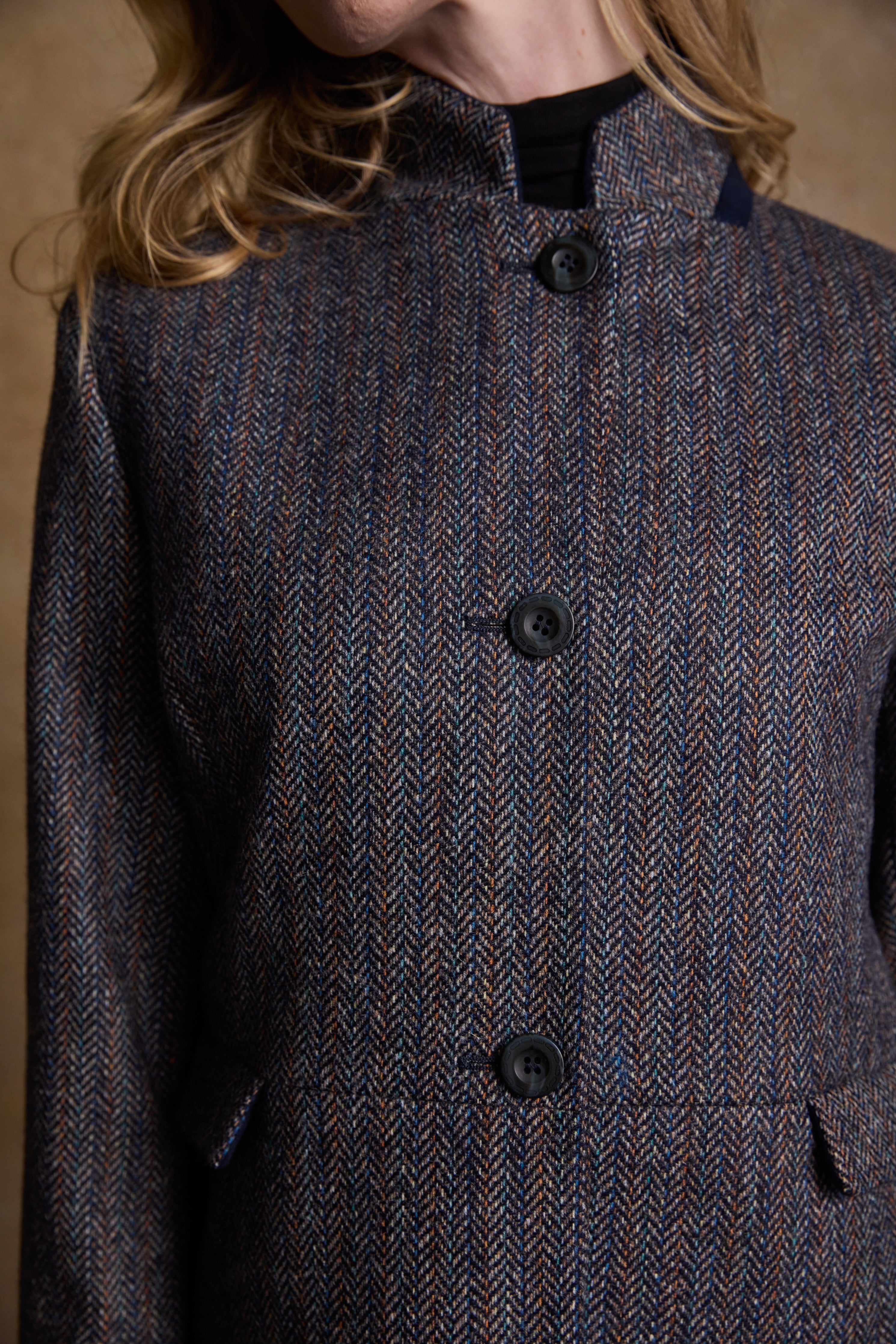 Pamela Tweed Coat - Blue Moon Herringbone