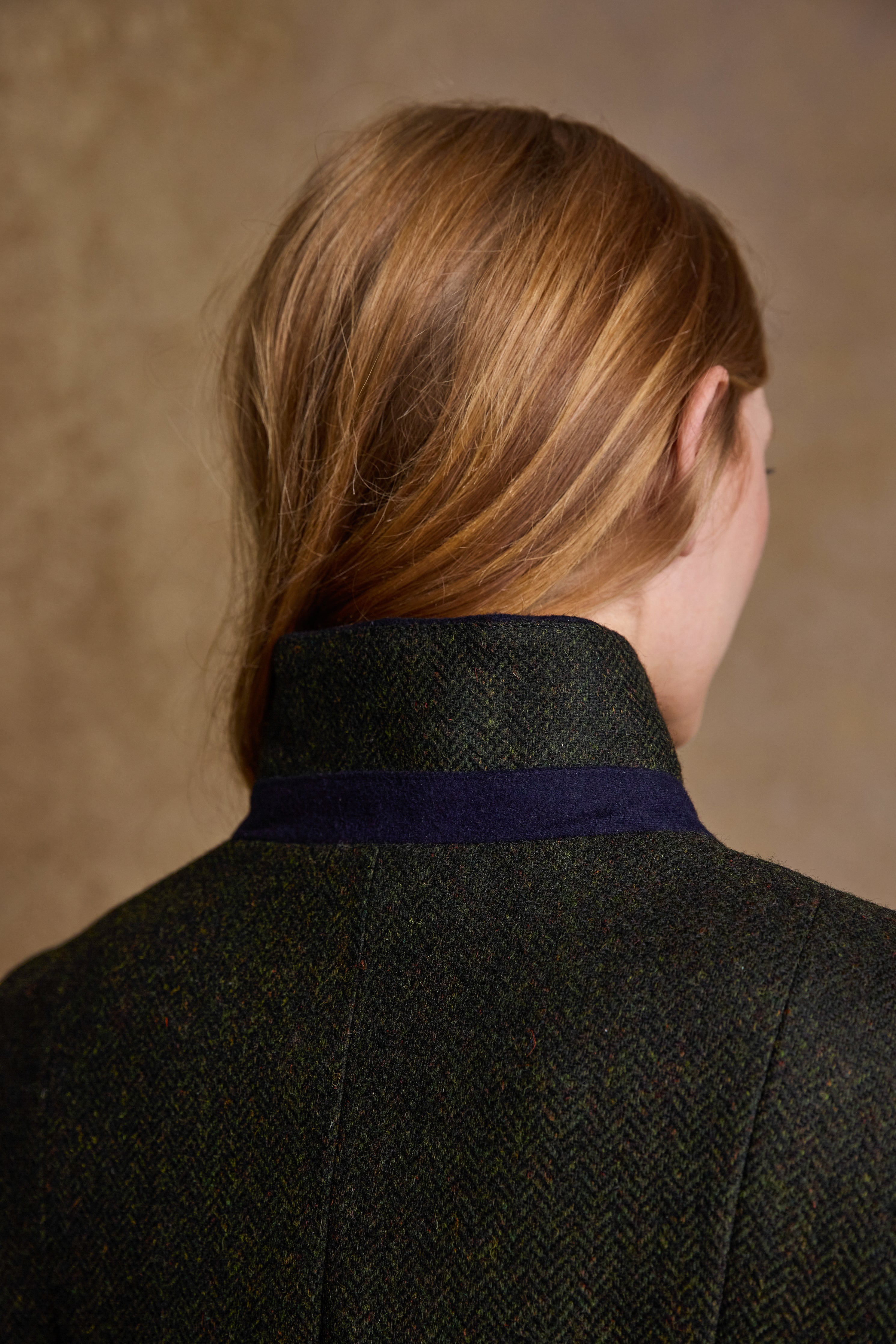 Pamela Tweed Coat - Green Herringbone