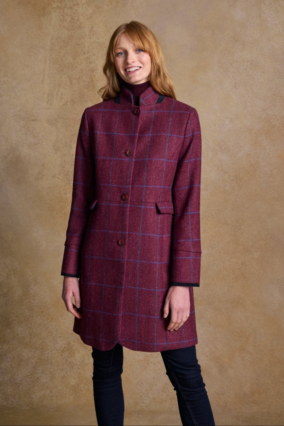 Jack Murphy Ireland - Pamela Tweed Coat - Rose Herringbone Check - Tweed