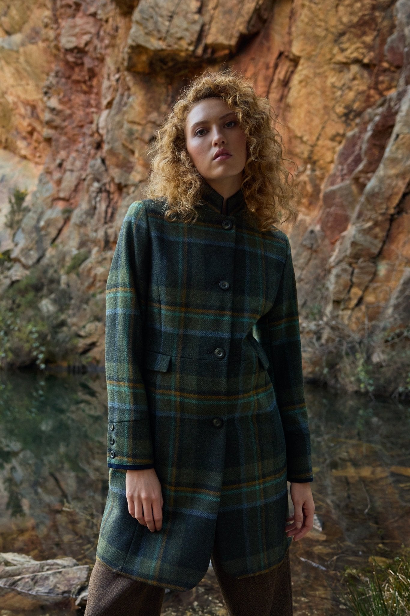 Jack Murphy Clothing - Pamela Tweed Coat - Sage & Emerald Check - Tweed