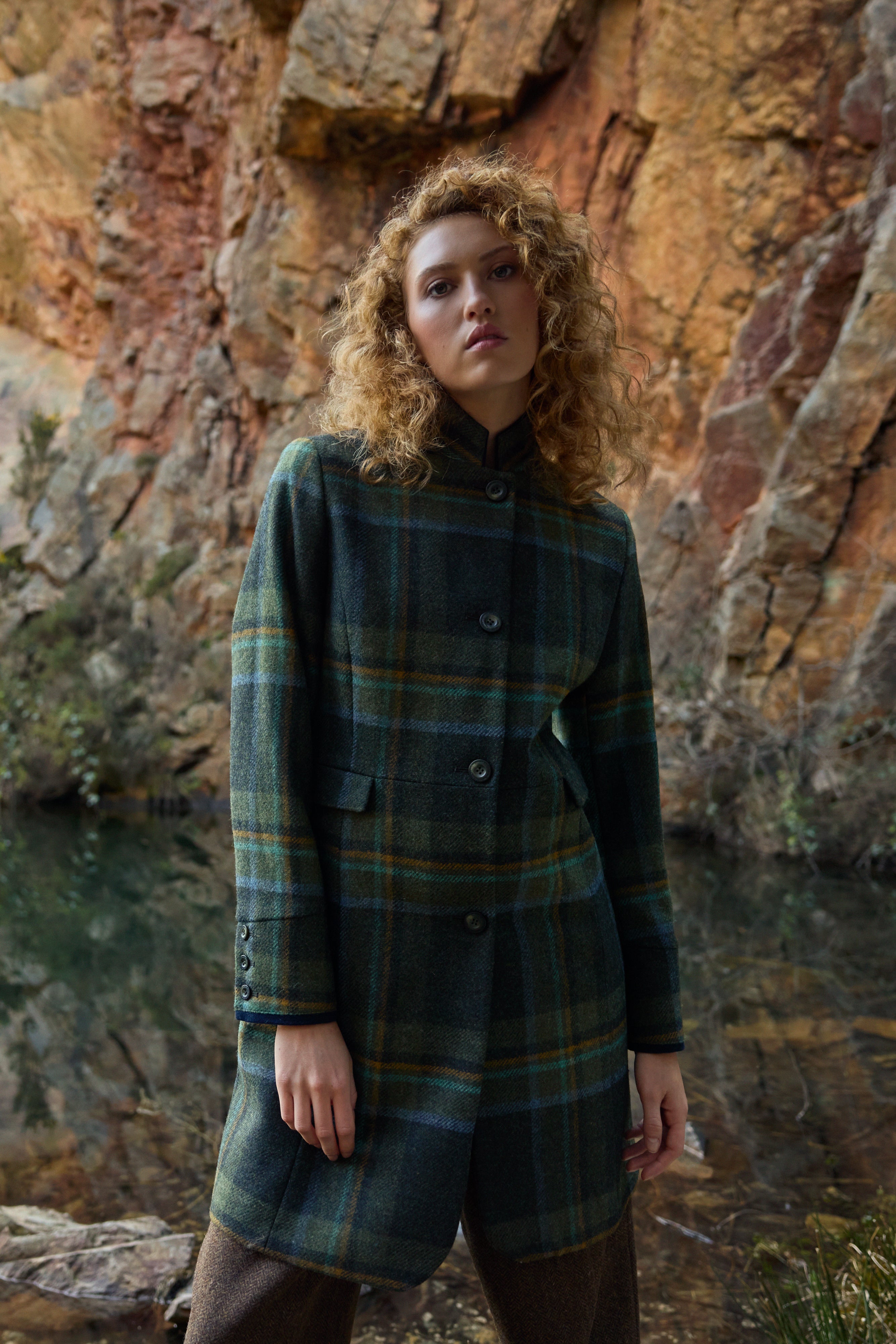 Pamela Tweed Coat - Sage & Emerald Check