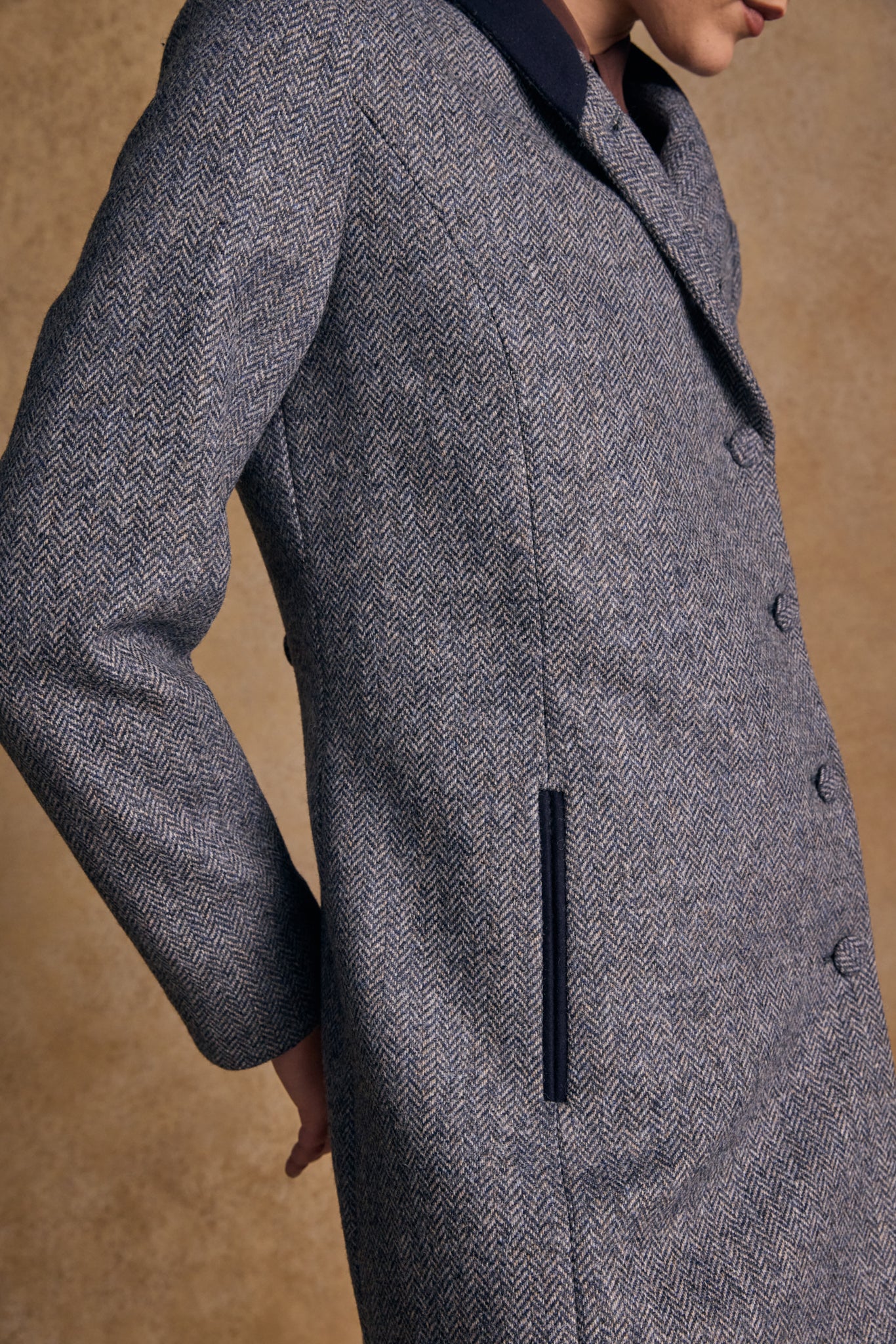 Robin Tweed Coat - Denim Herringbone