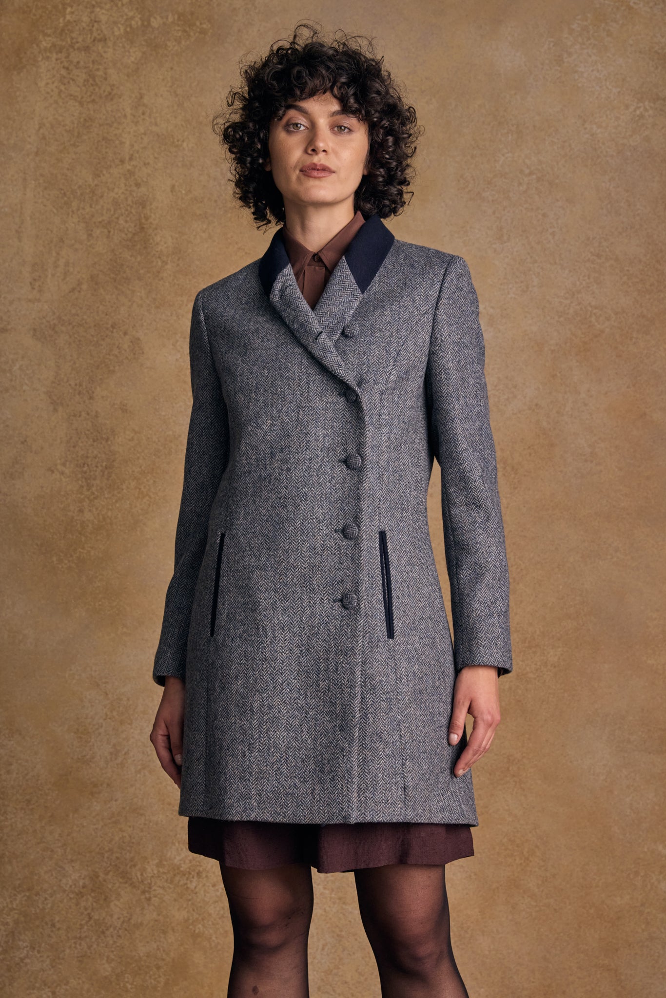 Robin Tweed Coat - Denim Herringbone