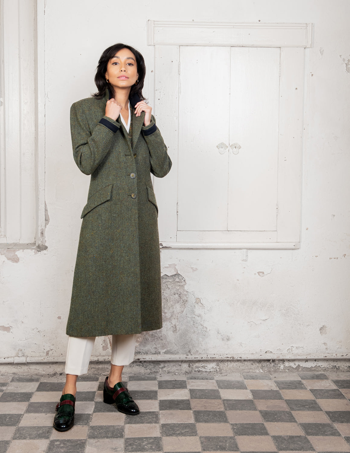 Long tweed coat womens hotsell