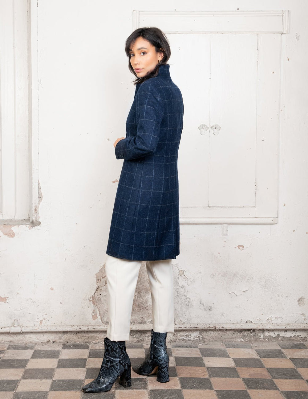 Aimee Tweed Coat - Sage & Emerald Check