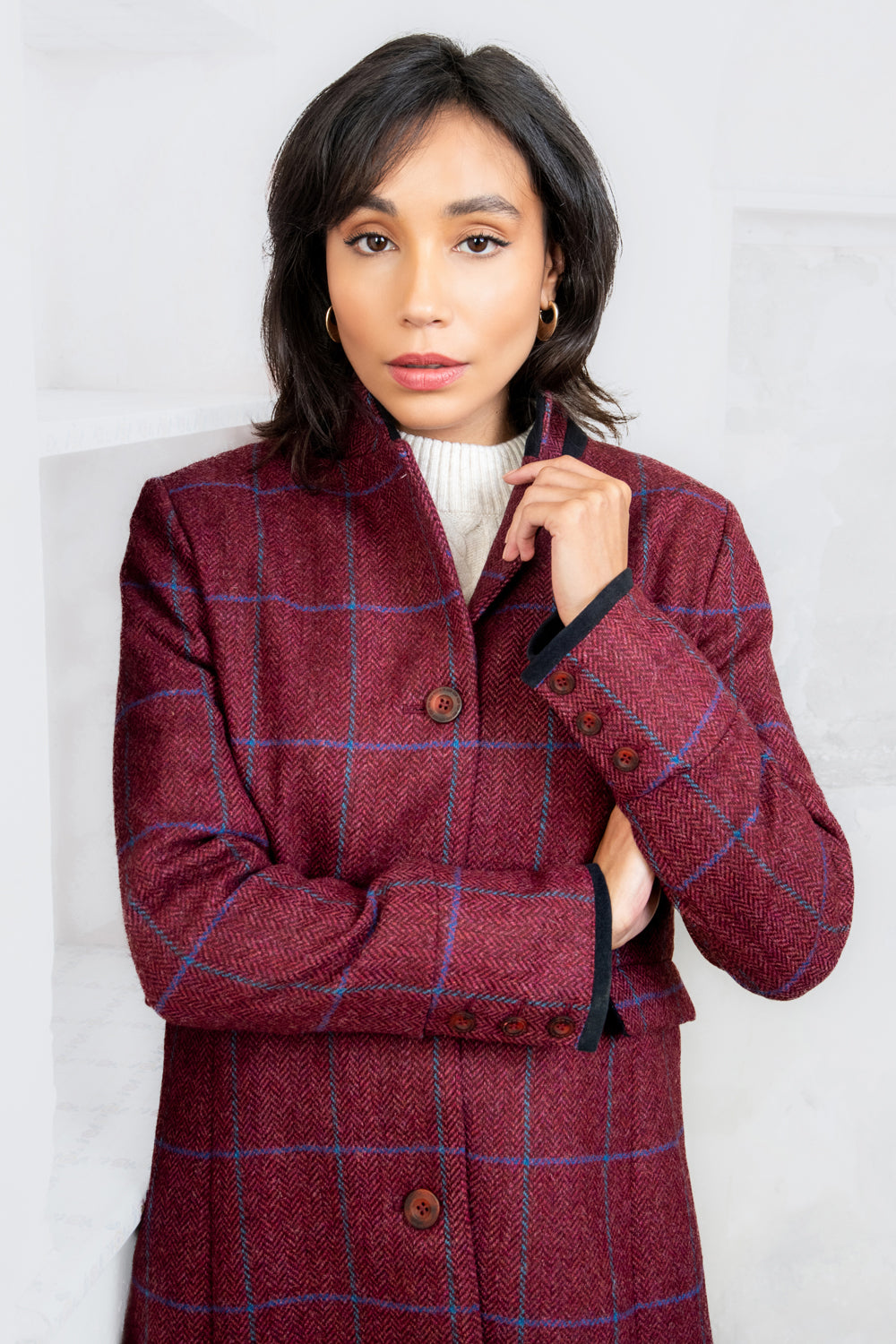 Herringbone check coat sale