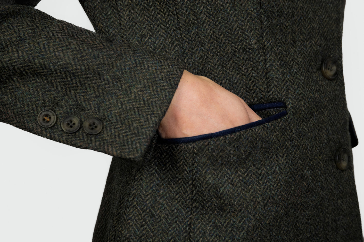 Tara Tweed Hacking Jacket - Deep Green Herringbone - Jack Murphy Ireland