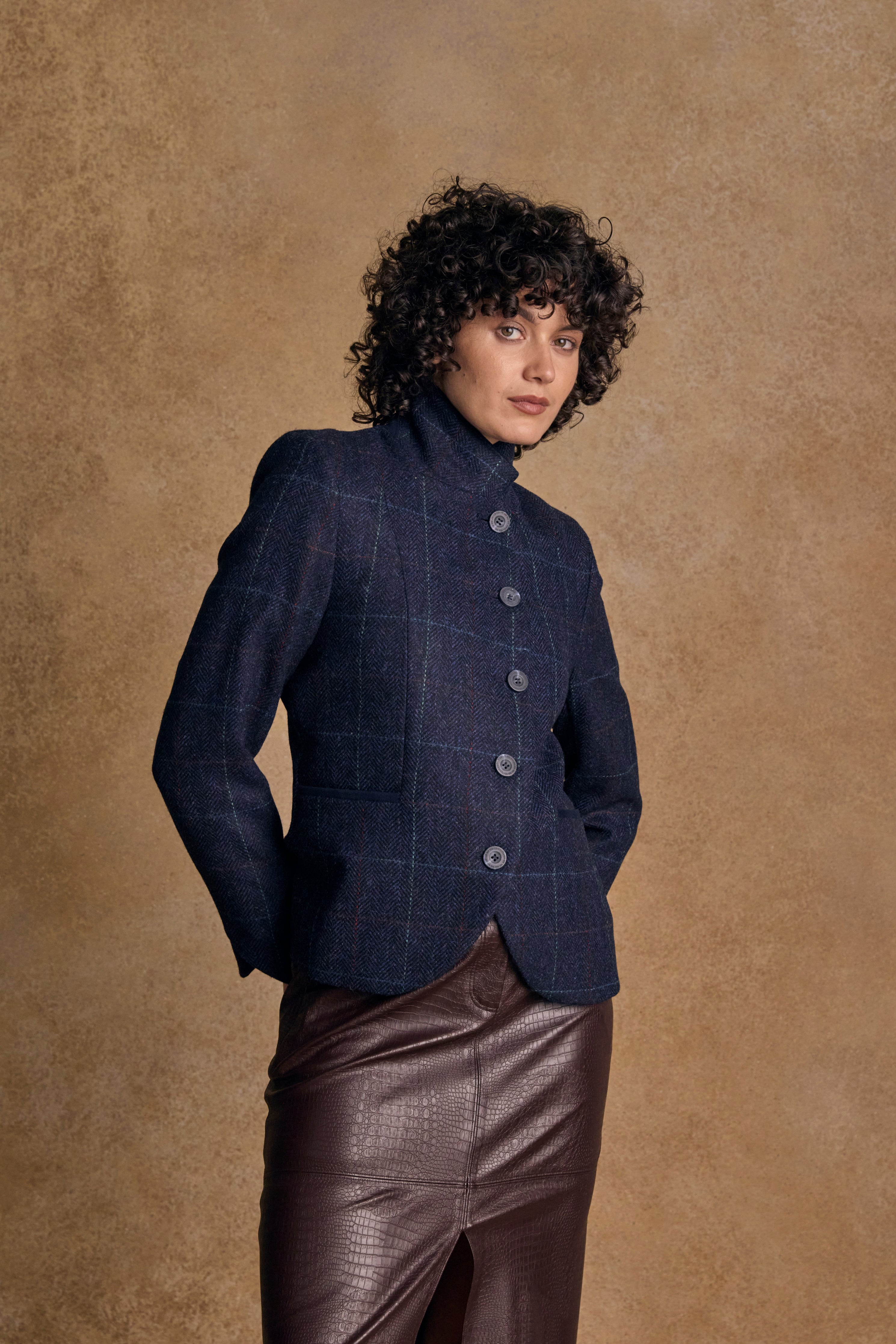 Sasha Tweed Jacket - Navy Windowpane