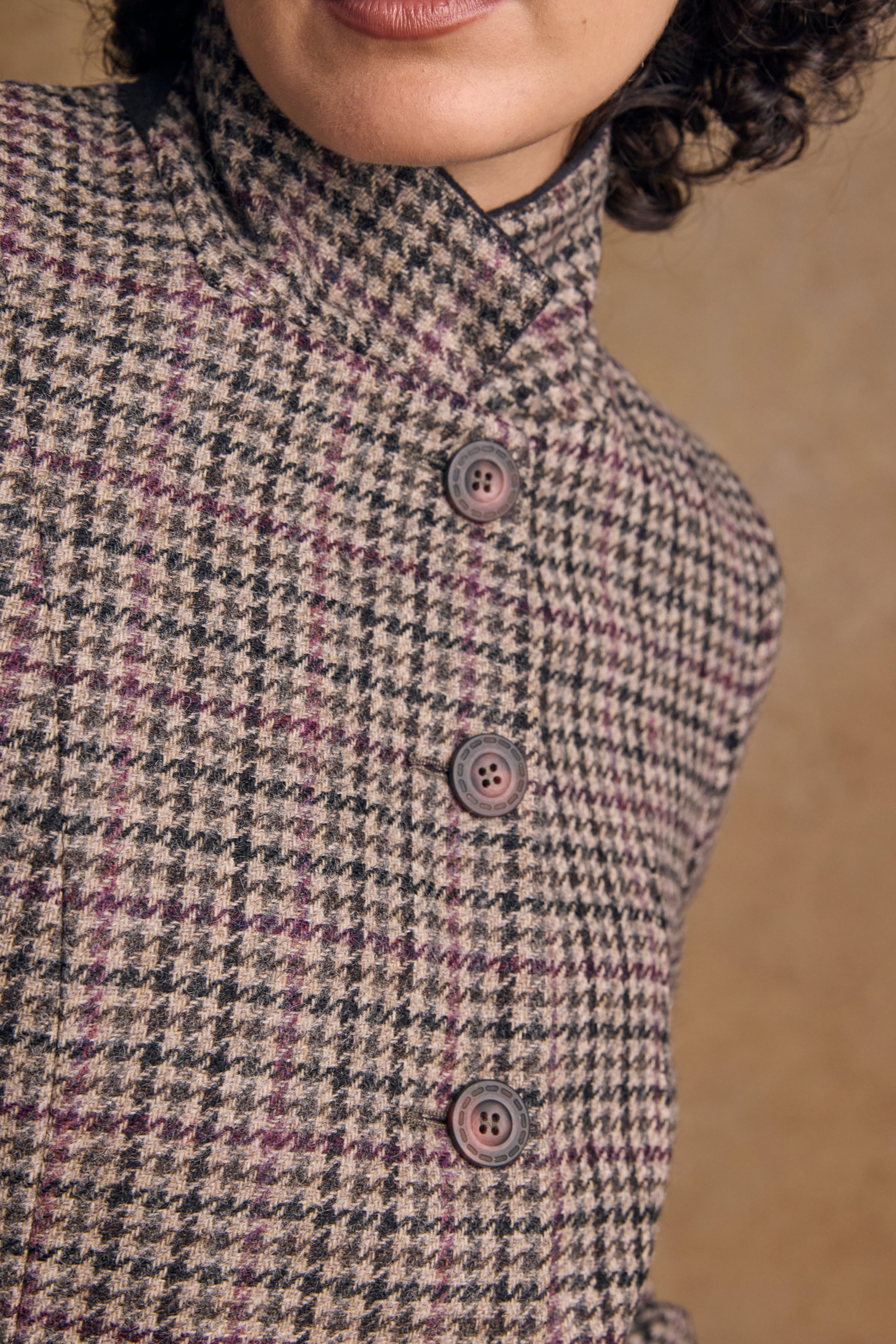 Sasha Tweed Jacket - Plum Hacking Check