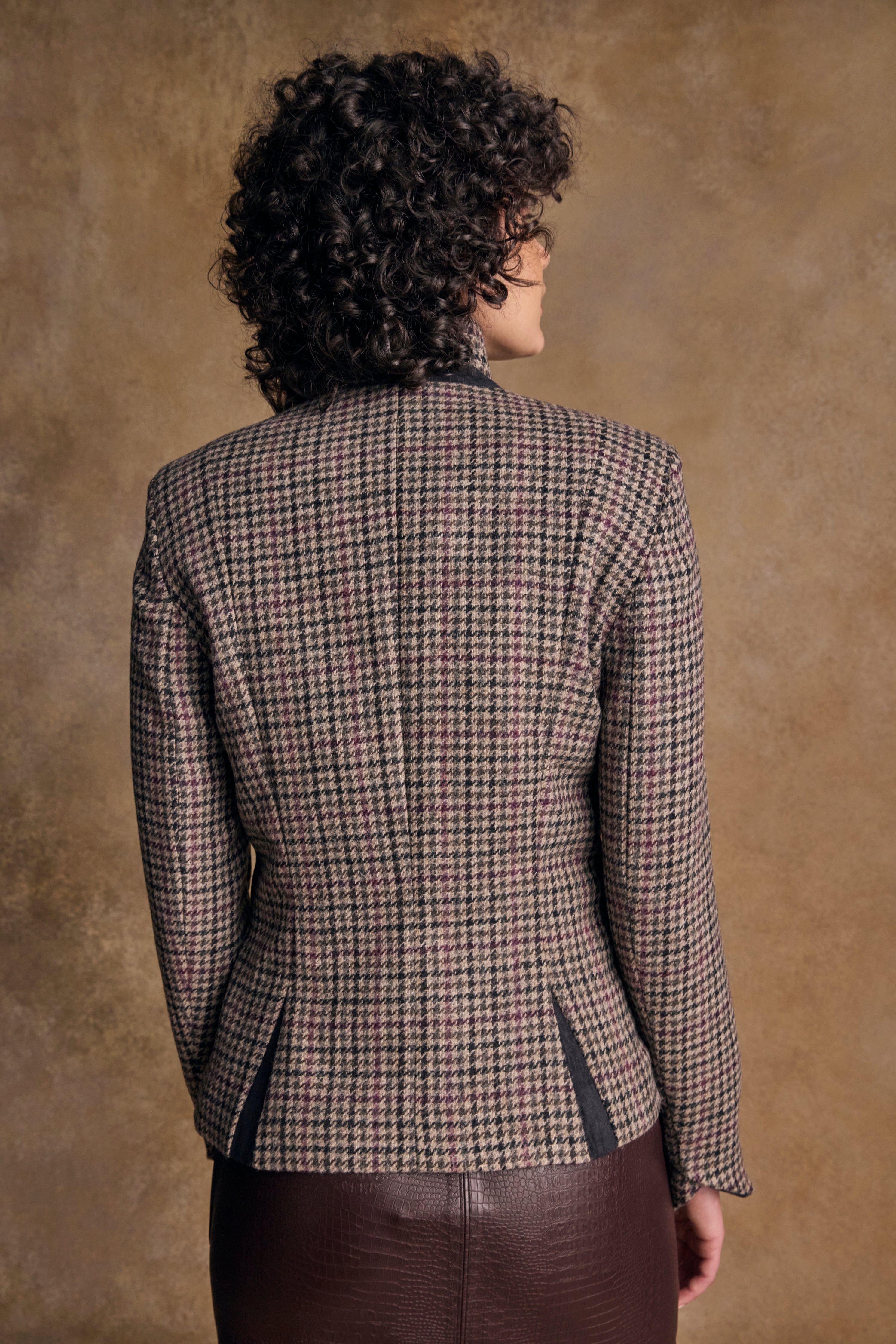 Sasha Tweed Jacket - Plum Hacking Check