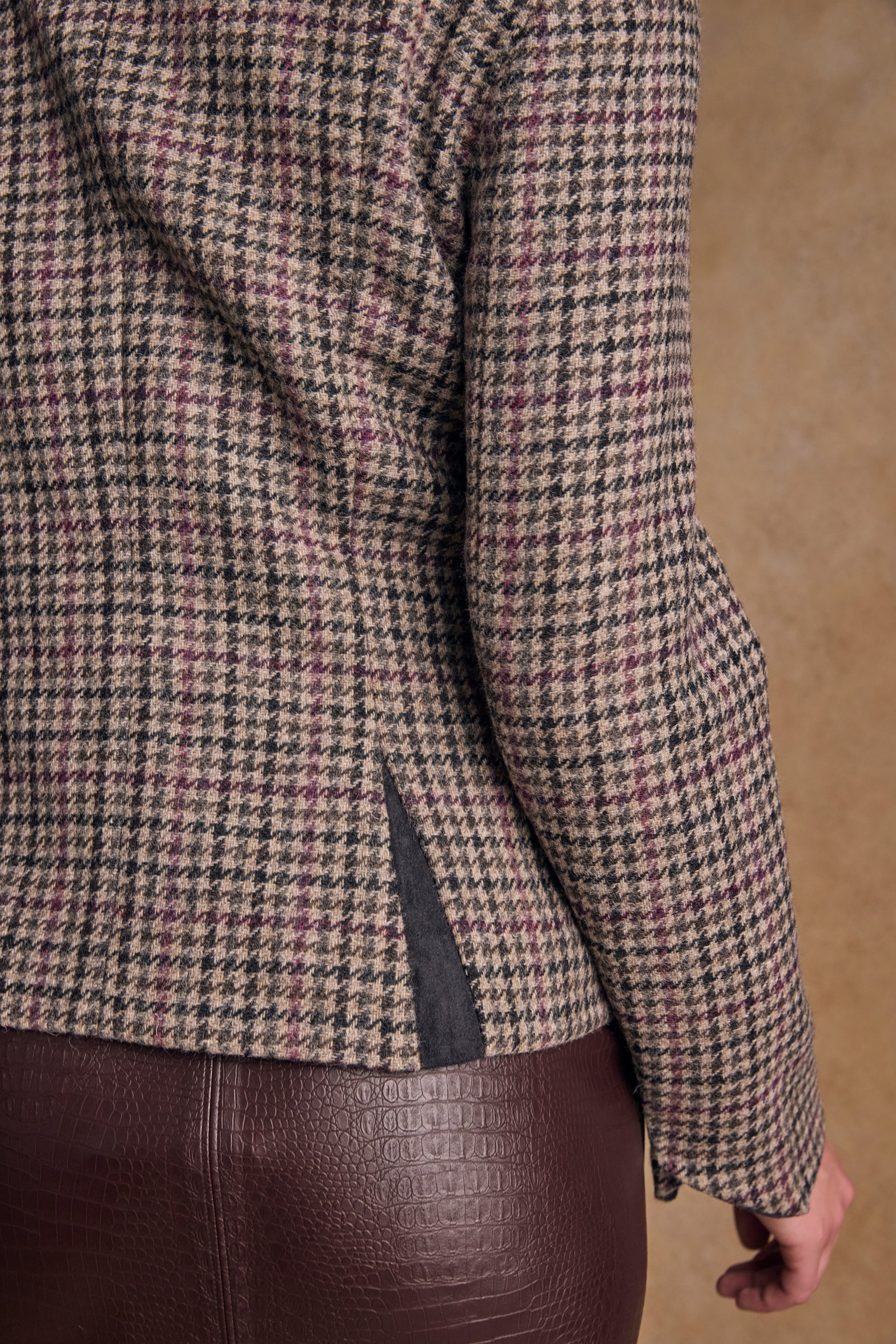 Sasha Tweed Jacket - Plum Hacking Check