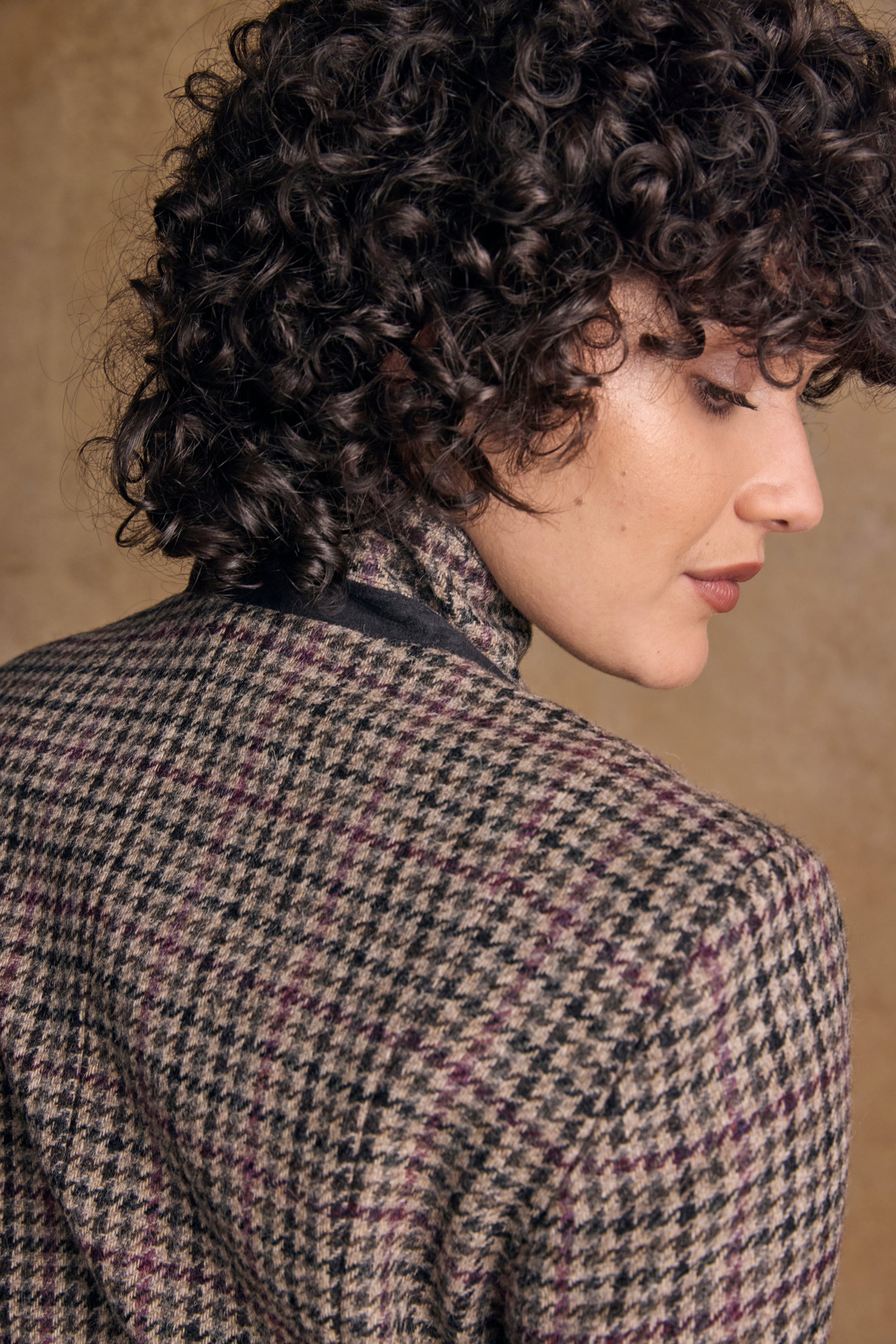 Sasha Tweed Jacket - Plum Hacking Check