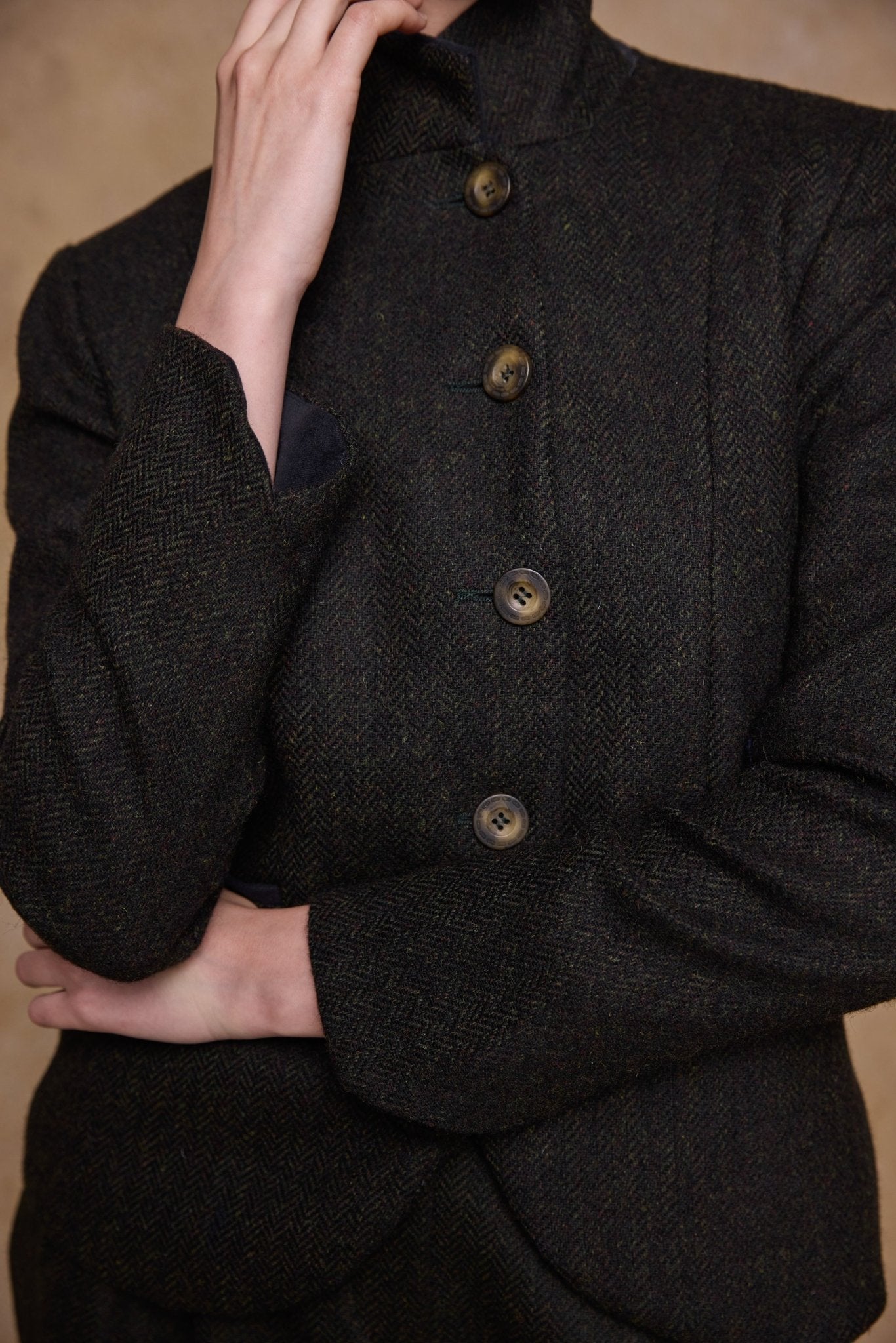 Jack Murphy Ireland - Sasha Tweed Jacket - Green Herringbone - Tweed