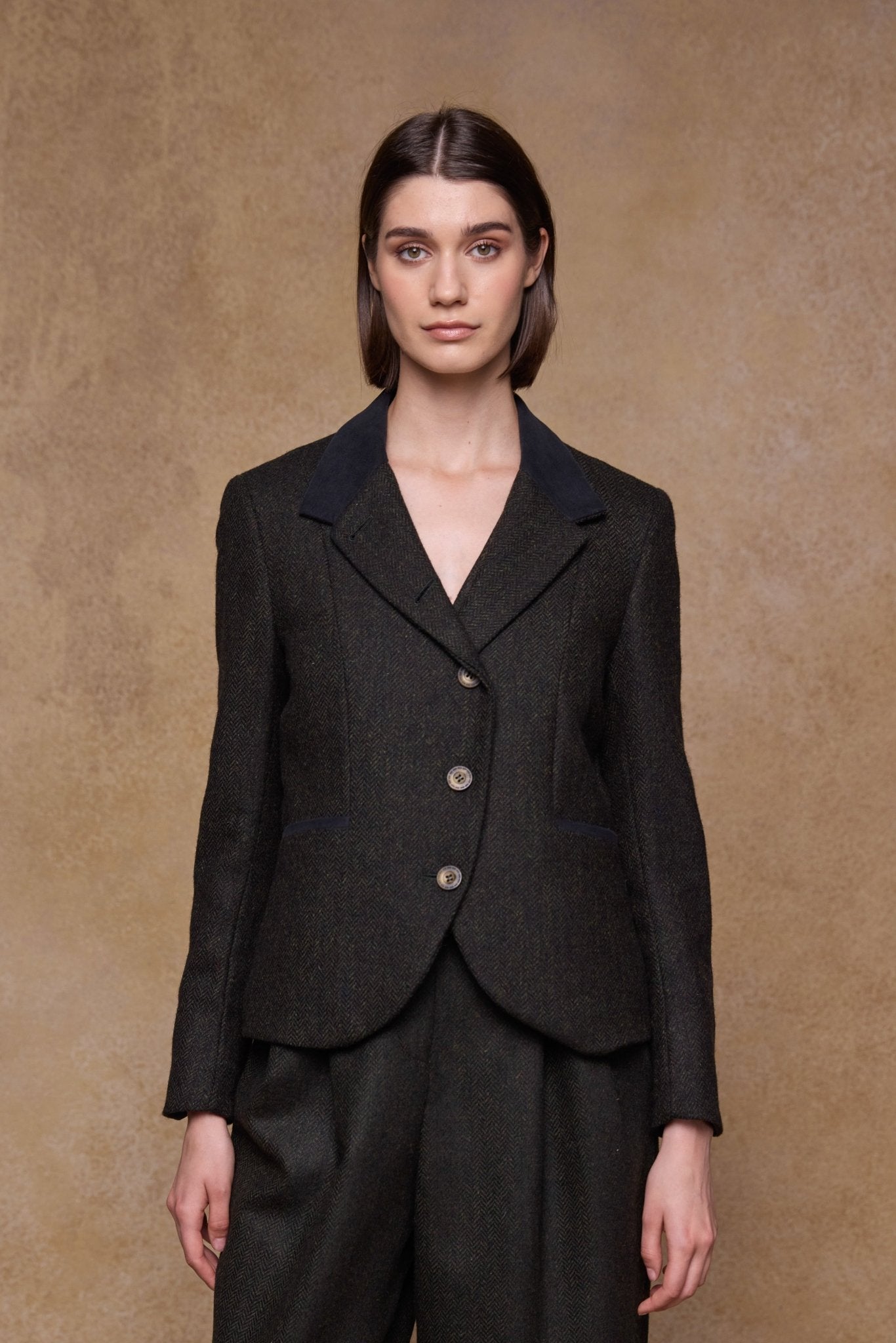 Jack Murphy Ireland - Sasha Tweed Jacket - Green Herringbone - Tweed