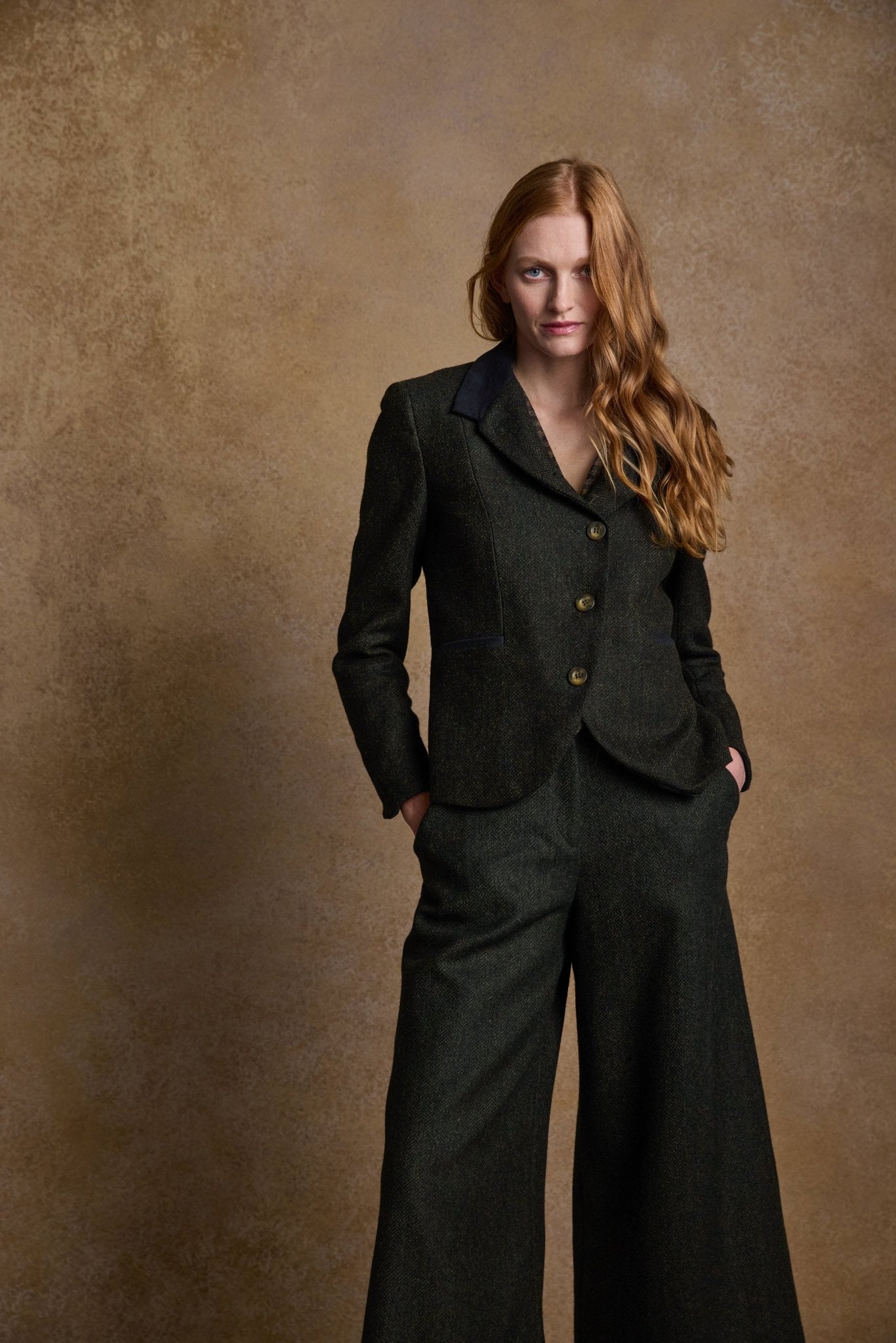 Jack Murphy Ireland - Sasha Tweed Jacket - Green Herringbone - Tweed