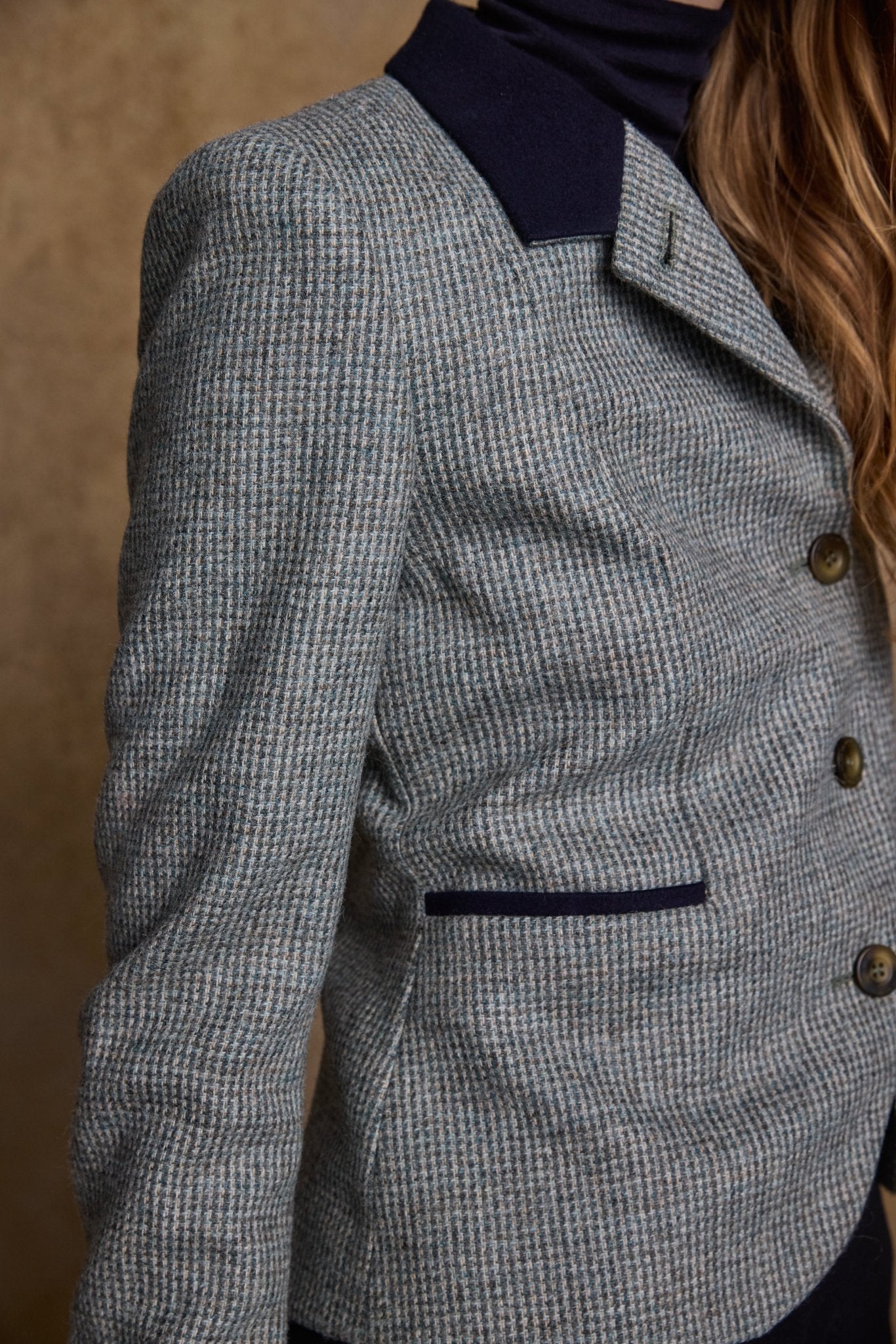 Jack Murphy Clothing - Sasha Tweed Jacket - Jade Weave Herringbone - Tweed