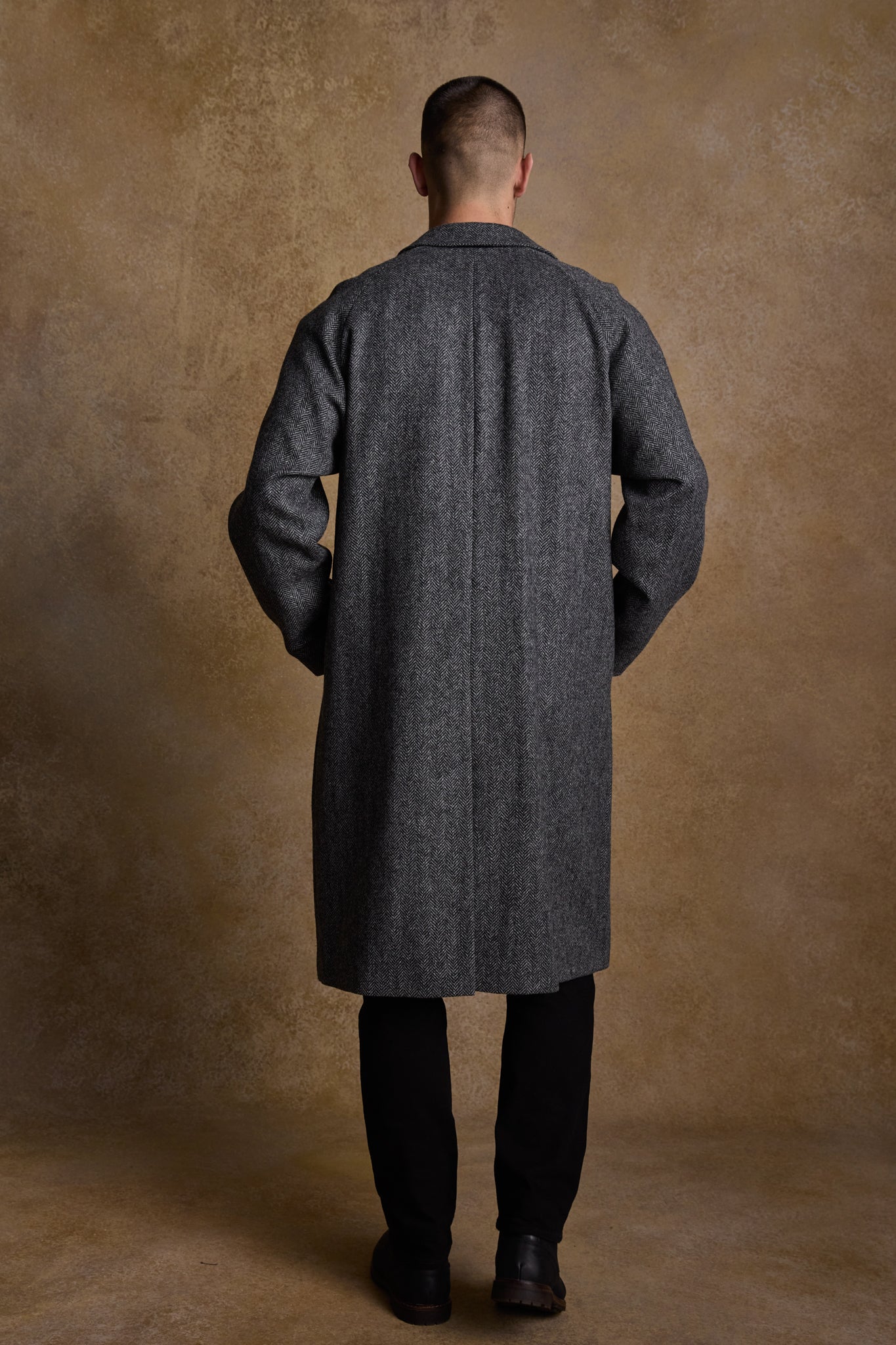 Sean Tweed Coat - Charcoal Wide Herringbone