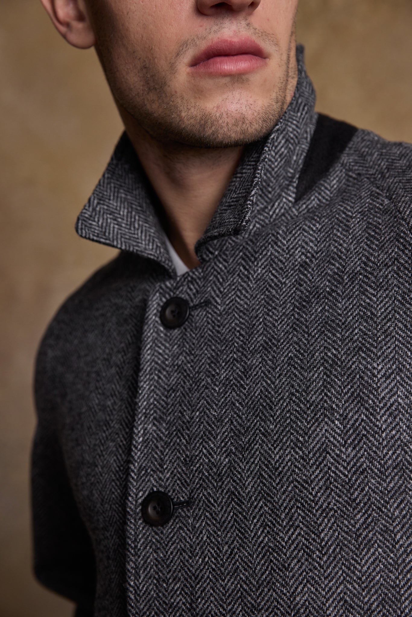 Sean Tweed Coat - Charcoal Wide Herringbone