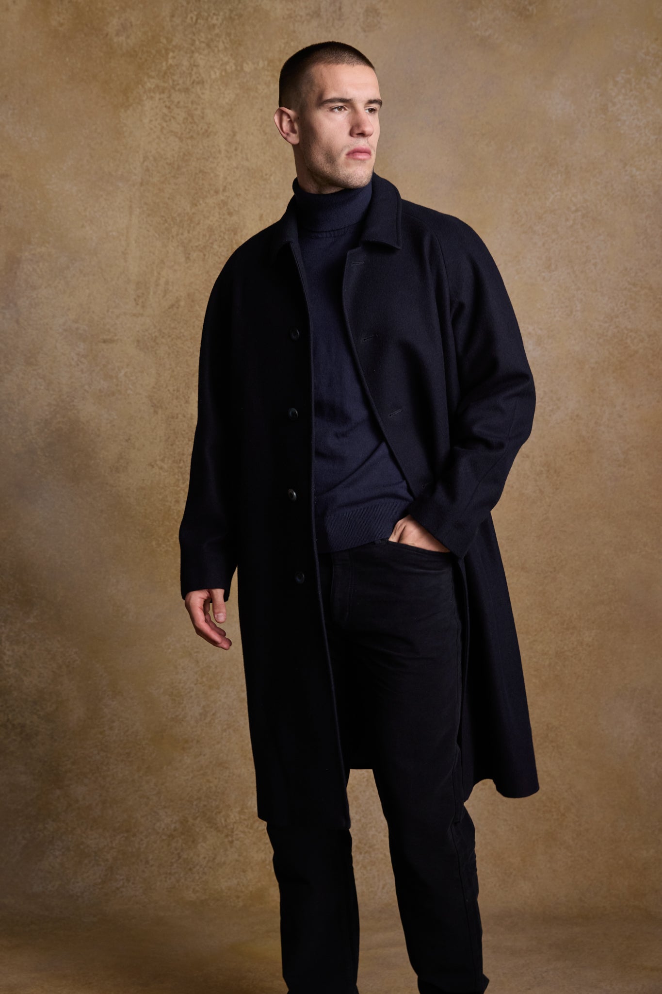 Sean Tweed Coat - Deep Navy Melton